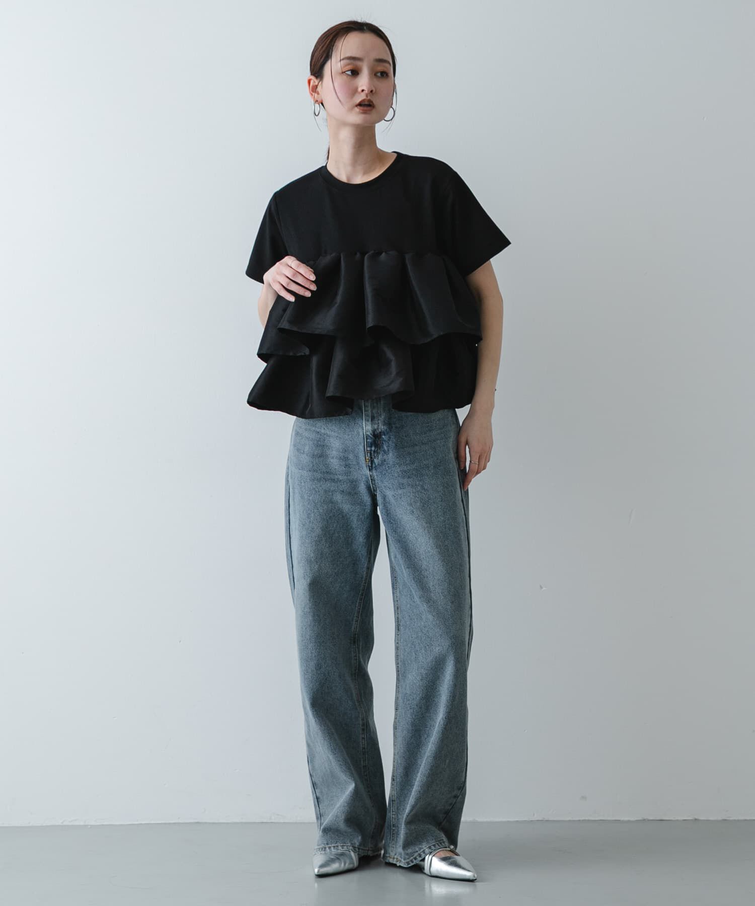 SENSE OF PLACE by URBAN RESEARCH「シャイニーフリルドッキングカットトップ」|Tシャツ・カットソー|