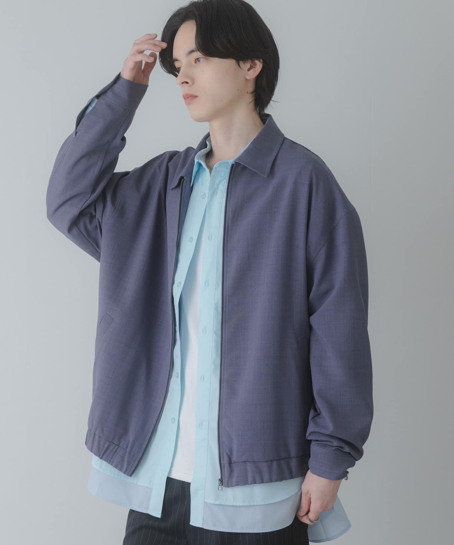 SENSE OF PLACE by URBAN RESEARCH「『UR TECH DRYLUXE』リネンライクジップブルゾン」|ブルゾン・スタジャン|パープル