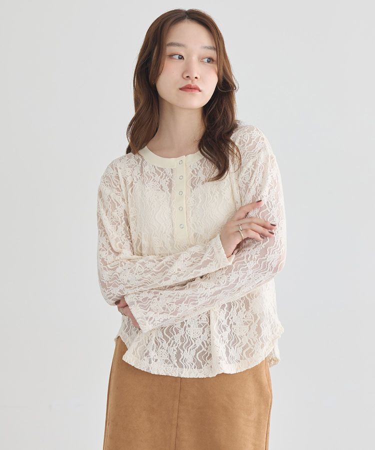 earth music&ecology「レースヘンリープルオーバー」|Tシャツ・カットソー|