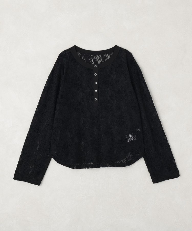 earth music&ecology「レースヘンリープルオーバー」|Tシャツ・カットソー|Black