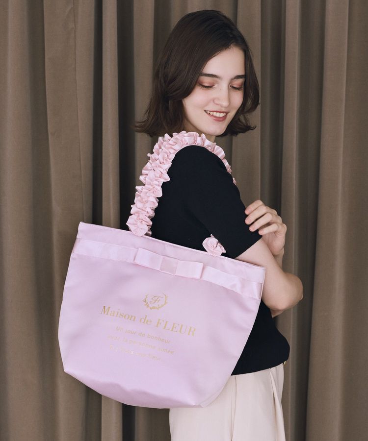 Maison de FLEUR「ブランドロゴフリルハンドルトートMバッグ」|トートバッグ|ピンク