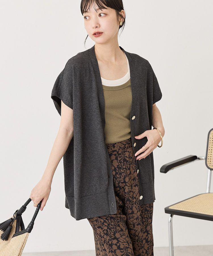 AMERICAN HOLIC「【WEB限定】フレンチスリーブVネックニットカーディガン」|カーディガン|Charcoal Gray