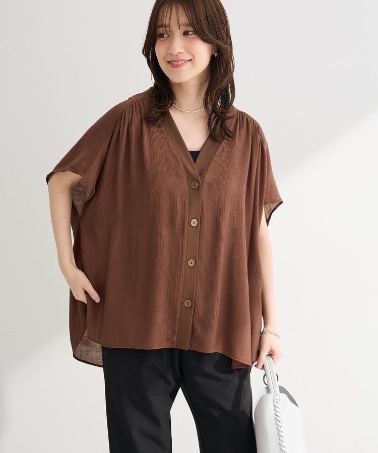 Green Parks「フレンチスリーブリブドッキングシャツ」|シャツ・ブラウス|Brown