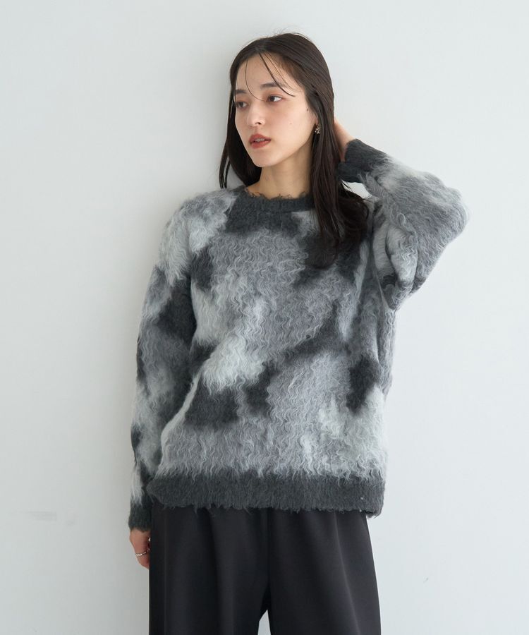YECCA VECCA「フラワー柄シャギーニット」|ニット・セーター|