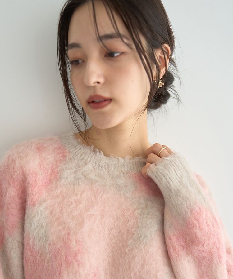 YECCA VECCA「フラワー柄シャギーニット」|ニット・セーター|