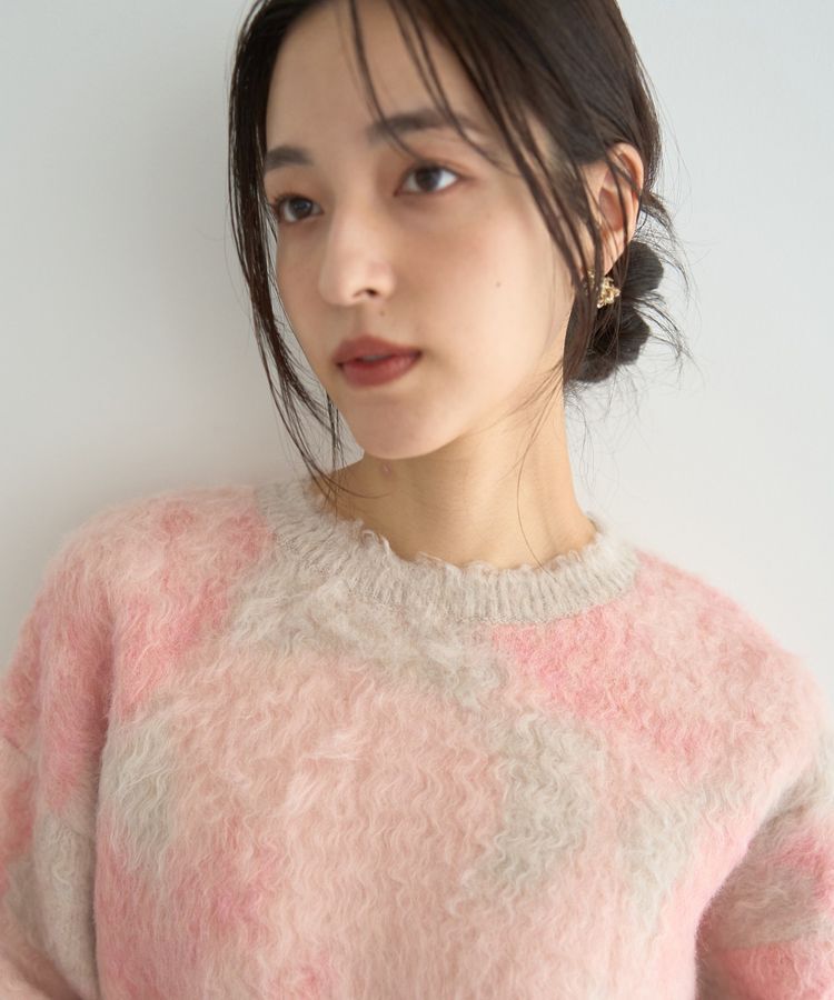 YECCA VECCA「フラワー柄シャギーニット」|ニット・セーター|