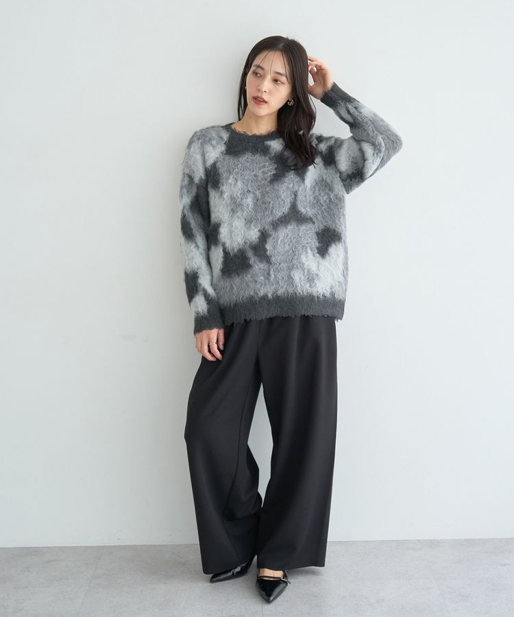 YECCA VECCA「フラワー柄シャギーニット」|ニット・セーター|
