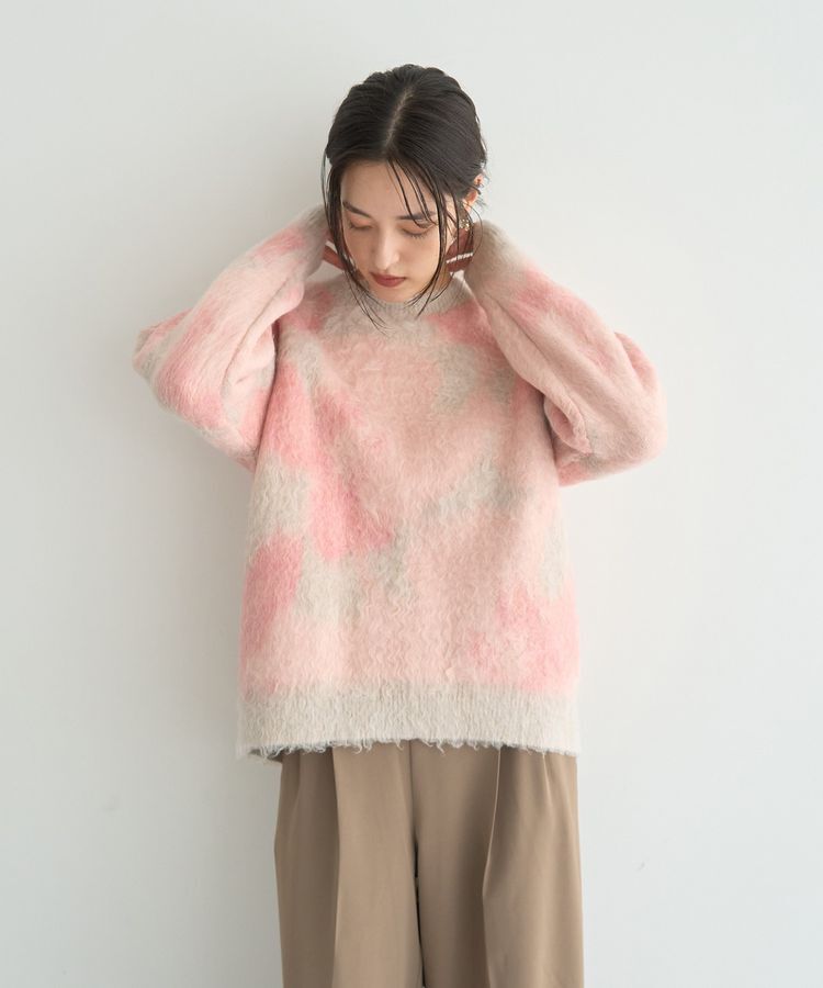 YECCA VECCA「フラワー柄シャギーニット」|ニット・セーター|