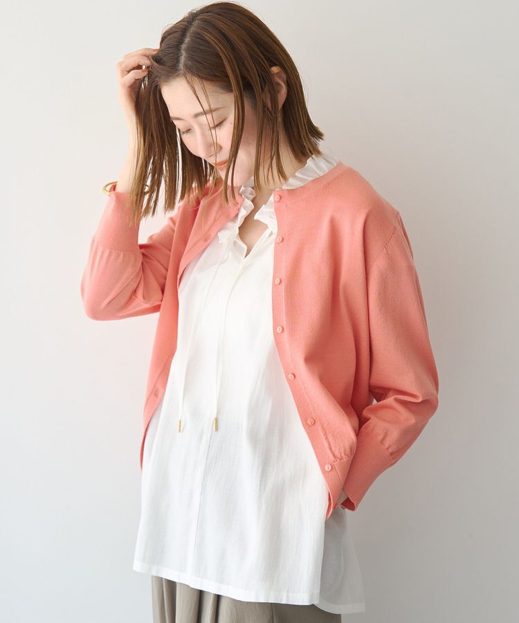 YECCA VECCA「【洗濯機洗い可】マシンウォッシャブルカーディガン②」|カーディガン|Salmon Pink