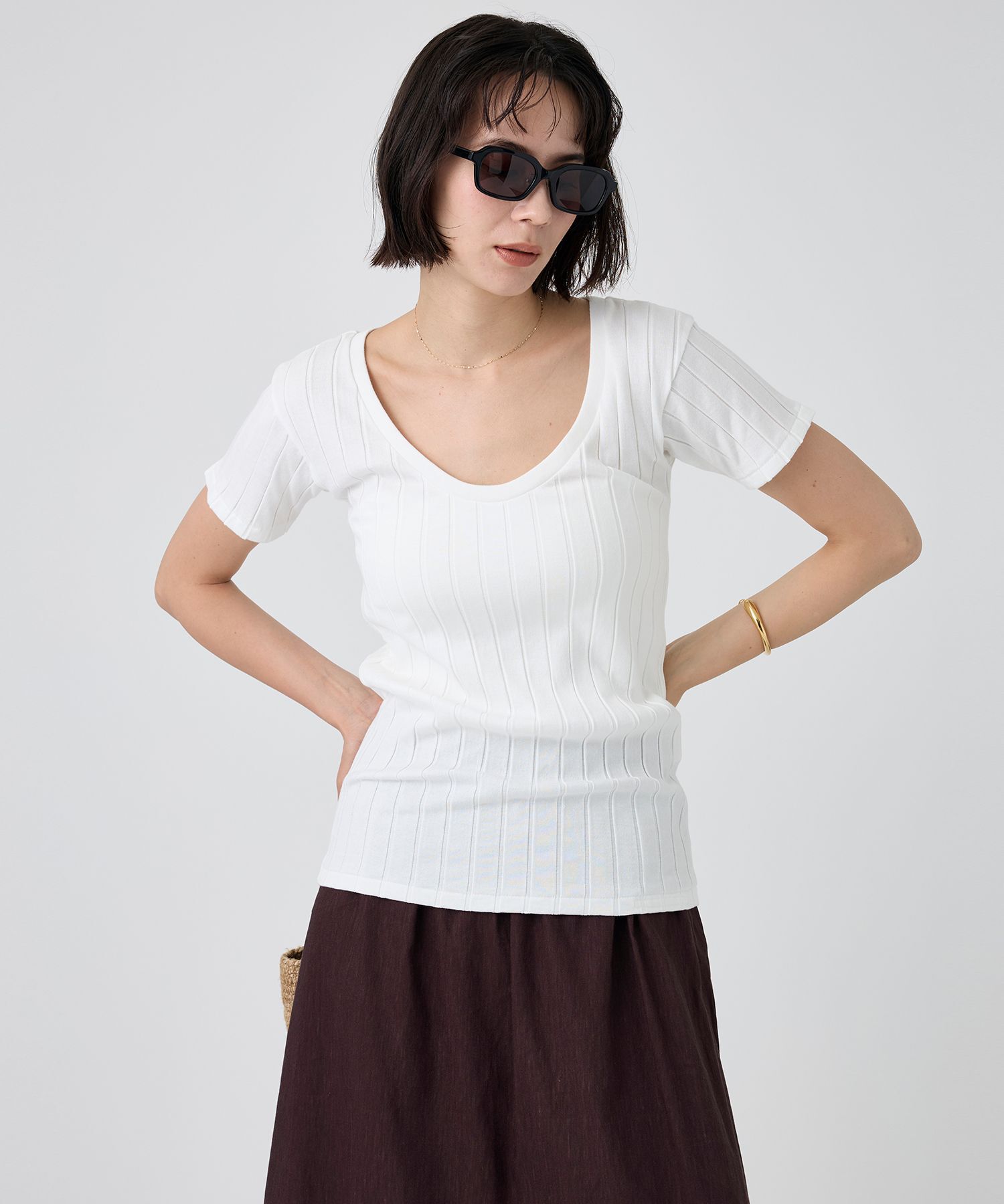 「【YOUNG＆OLSEN】＜別注＞2WAYリブTEE」|Tシャツ・カットソー|ホワイト