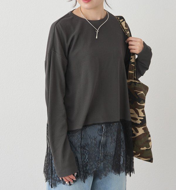  「レースヘムシアーワッフルカットソー」|Tシャツ・カットソー|スミクロ