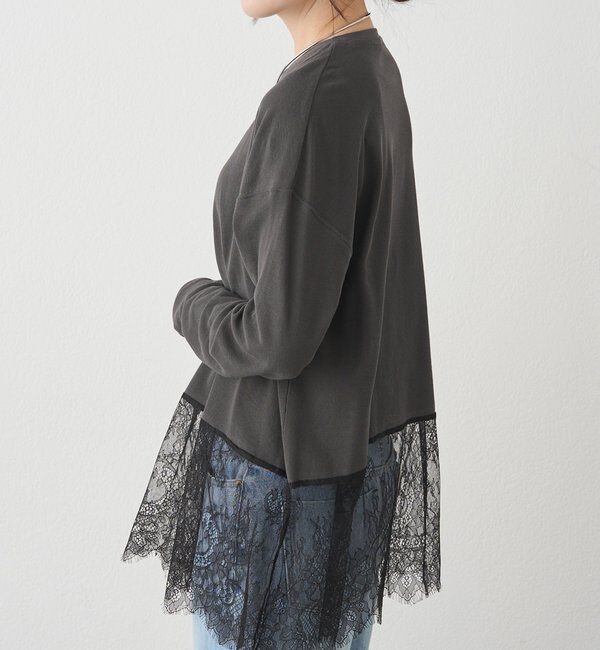  「レースヘムシアーワッフルカットソー」|Tシャツ・カットソー|