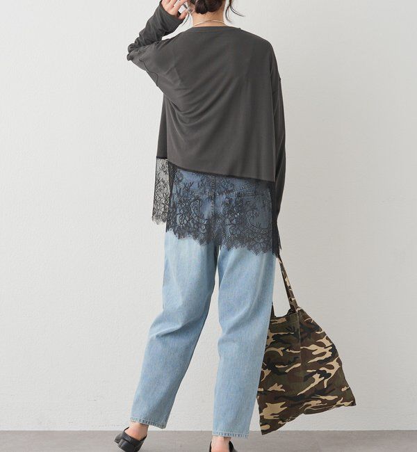  「レースヘムシアーワッフルカットソー」|Tシャツ・カットソー|