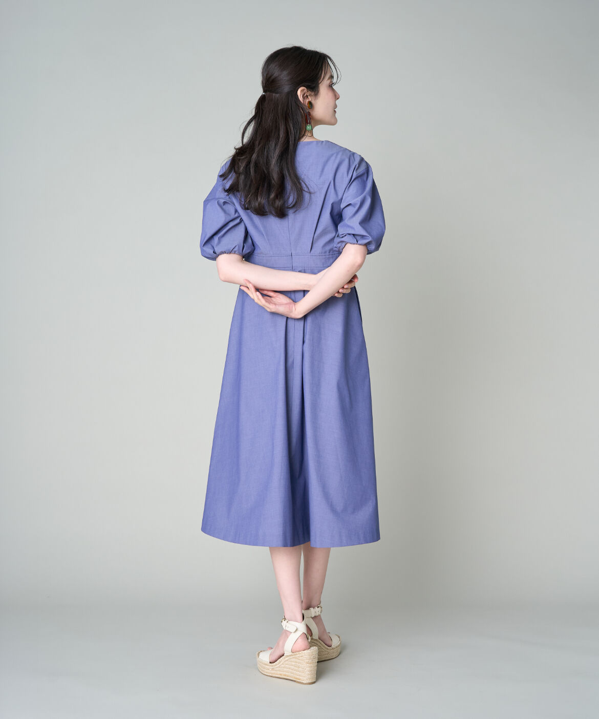 Maglie le cassetto「《プラスサイズ》Vネックフレアワンピース」|ワンピース|