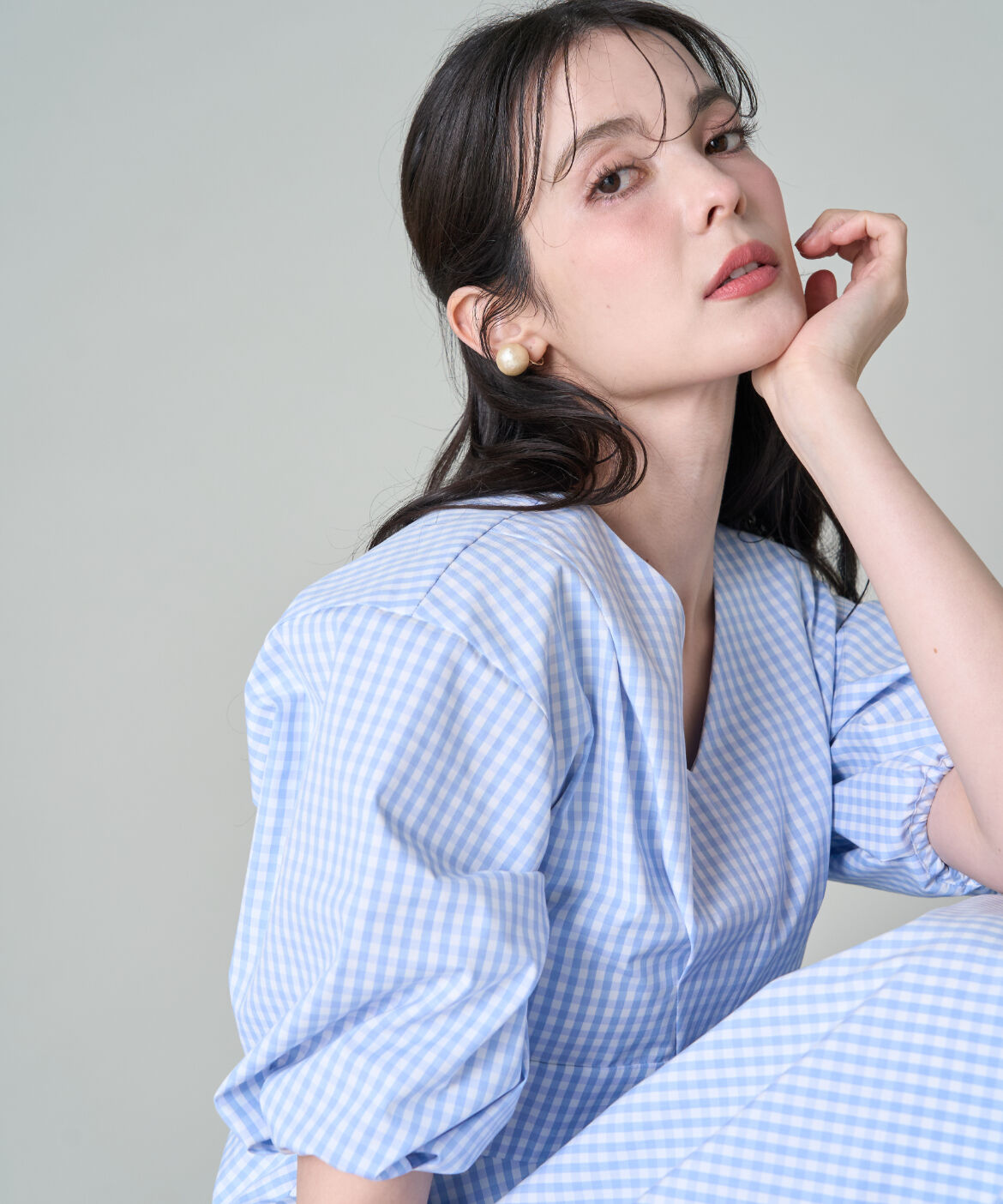 Maglie le cassetto「《プラスサイズ》Vネックフレアワンピース」|ワンピース|