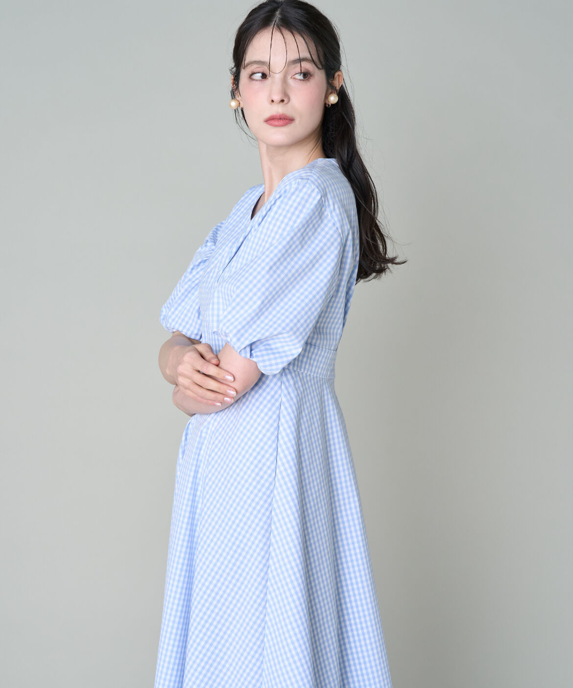 Maglie le cassetto「《プラスサイズ》Vネックフレアワンピース」|ワンピース|