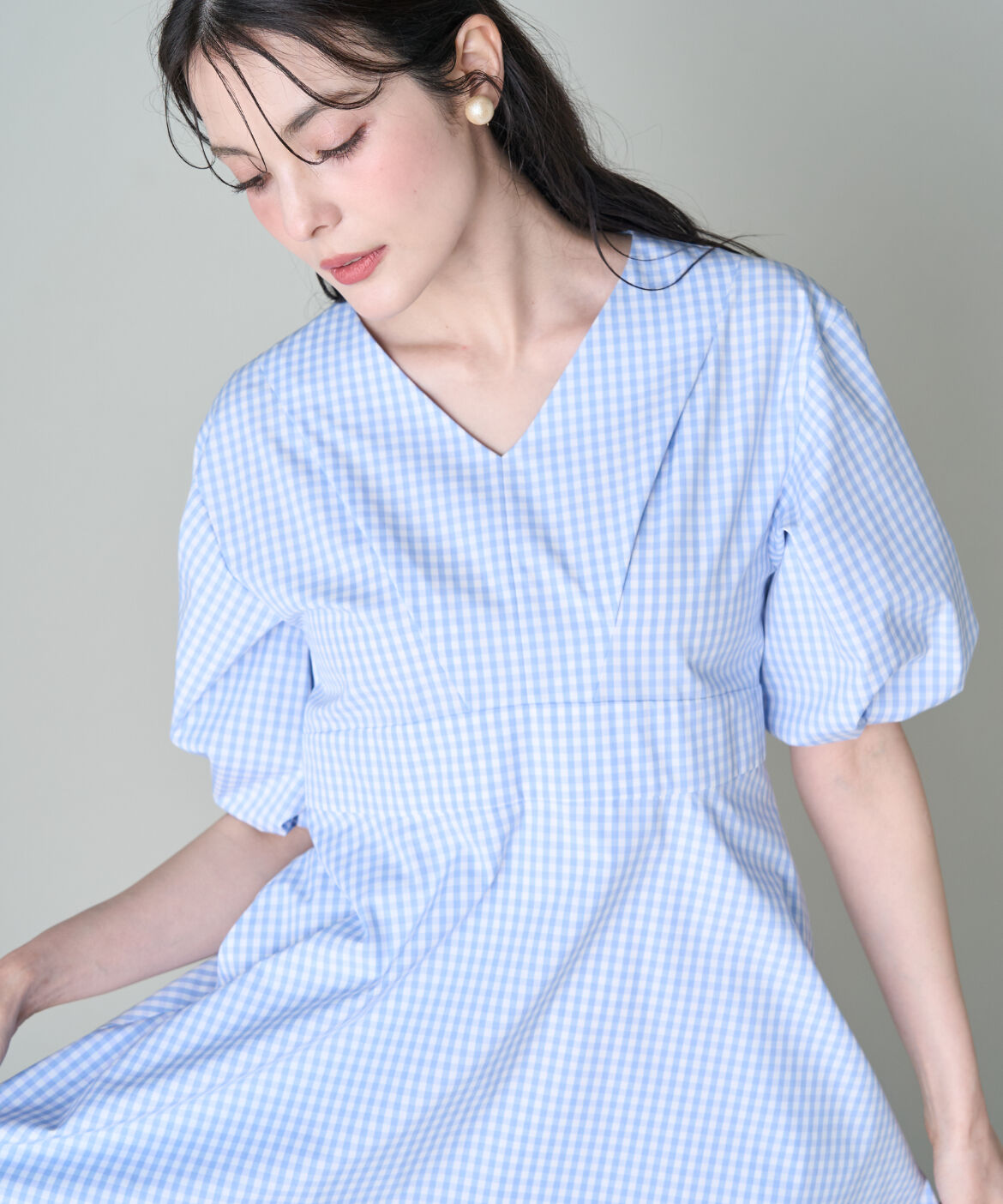 Maglie le cassetto「《プラスサイズ》Vネックフレアワンピース」|ワンピース|