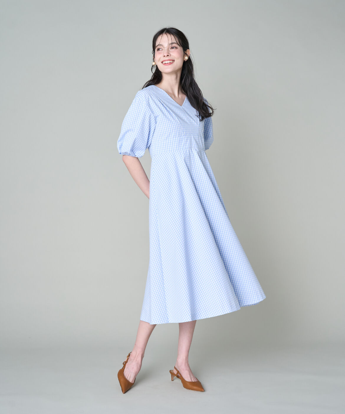 Maglie le cassetto「《プラスサイズ》Vネックフレアワンピース」|ワンピース|