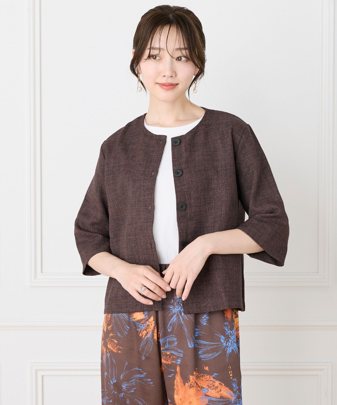 7-IDconcept.「5分袖カーディガン《日本製》｜品よく羽織れる上質な羽織り」|Tシャツ・カットソー|
