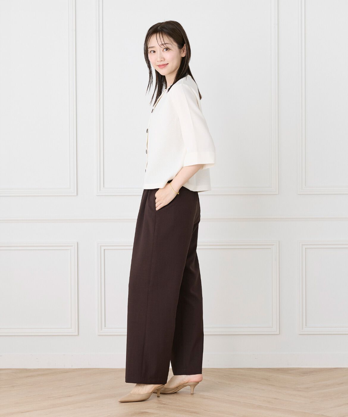 7-IDconcept.「5分袖カーディガン《日本製》｜品よく羽織れる上質な羽織り」|Tシャツ・カットソー|