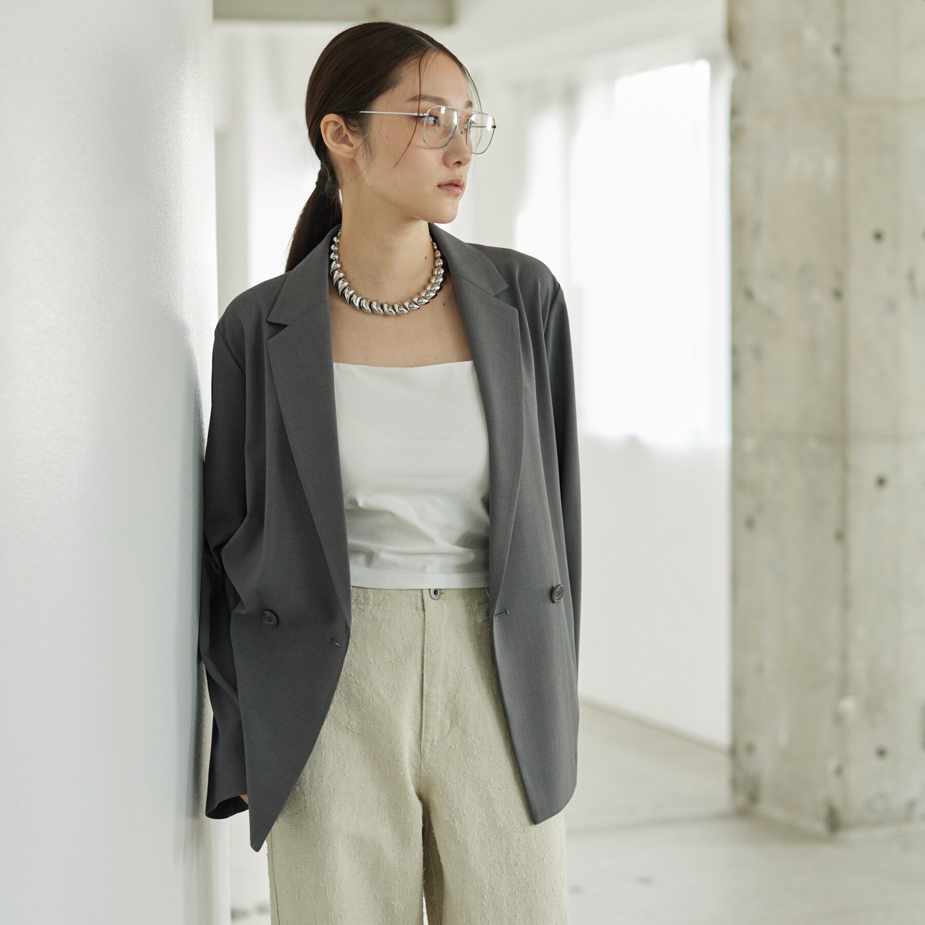 GALLEST「Comfy SET UP｜ダブルブレストイージージャケット【セットアップ対応／通勤／カセット服／接触」|テーラードジャケット|