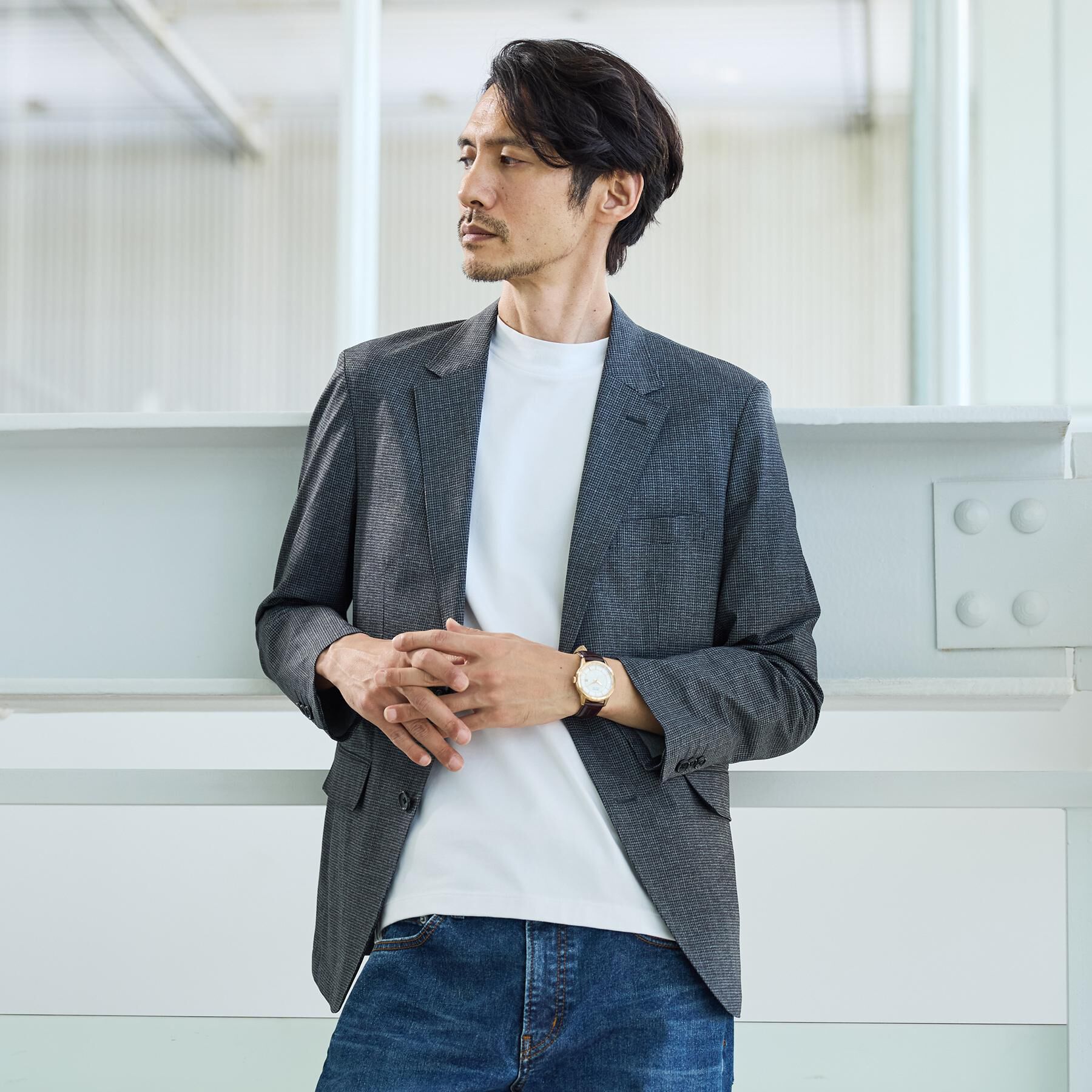 TAKEO KIKUCHI「【通気性】ジャージ千鳥柄 ジャケット」|テーラードジャケット|