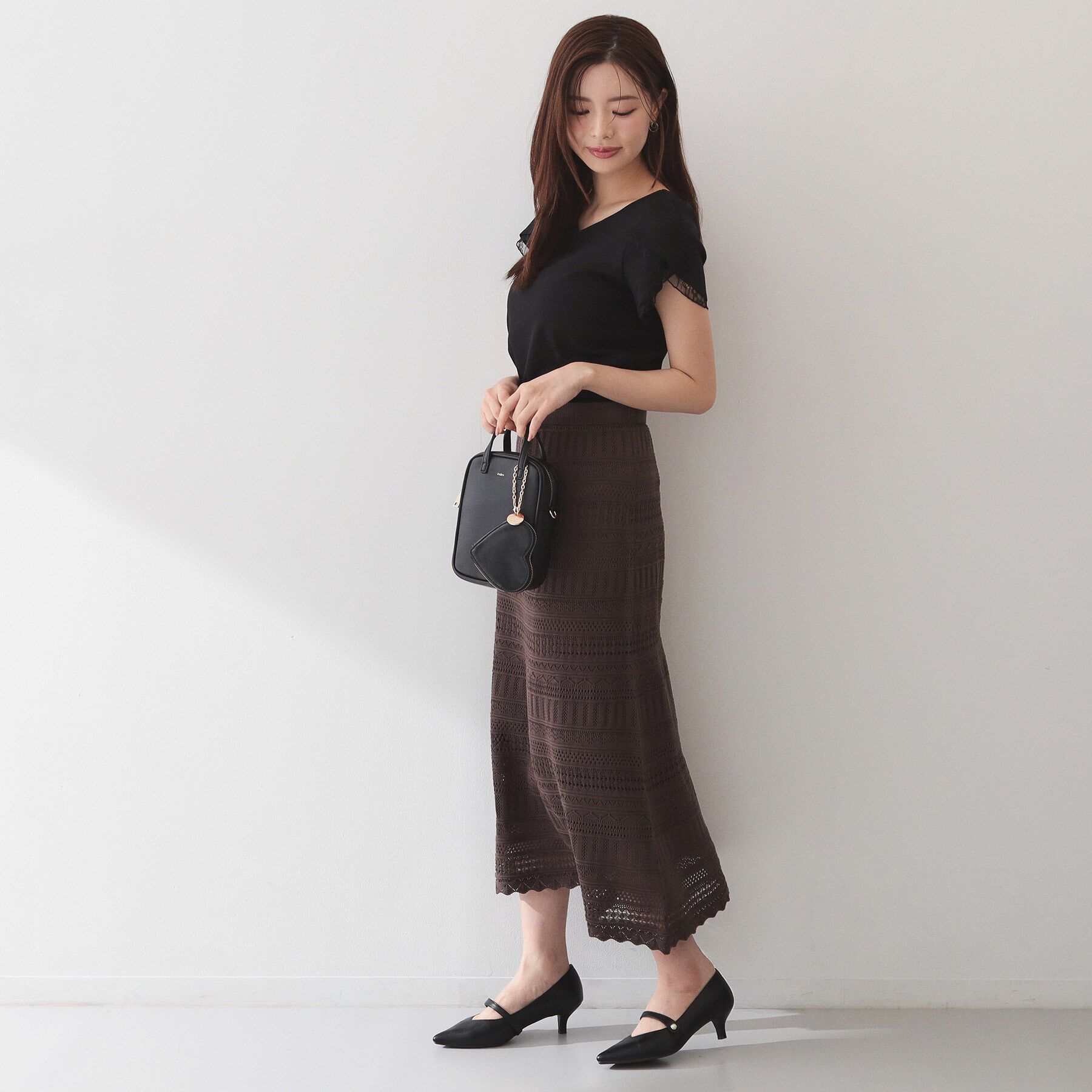 index「【接触冷感／UVケア】ハートネックレースレイヤードトップス《洗濯機OK／6col》」|Tシャツ・カットソー|