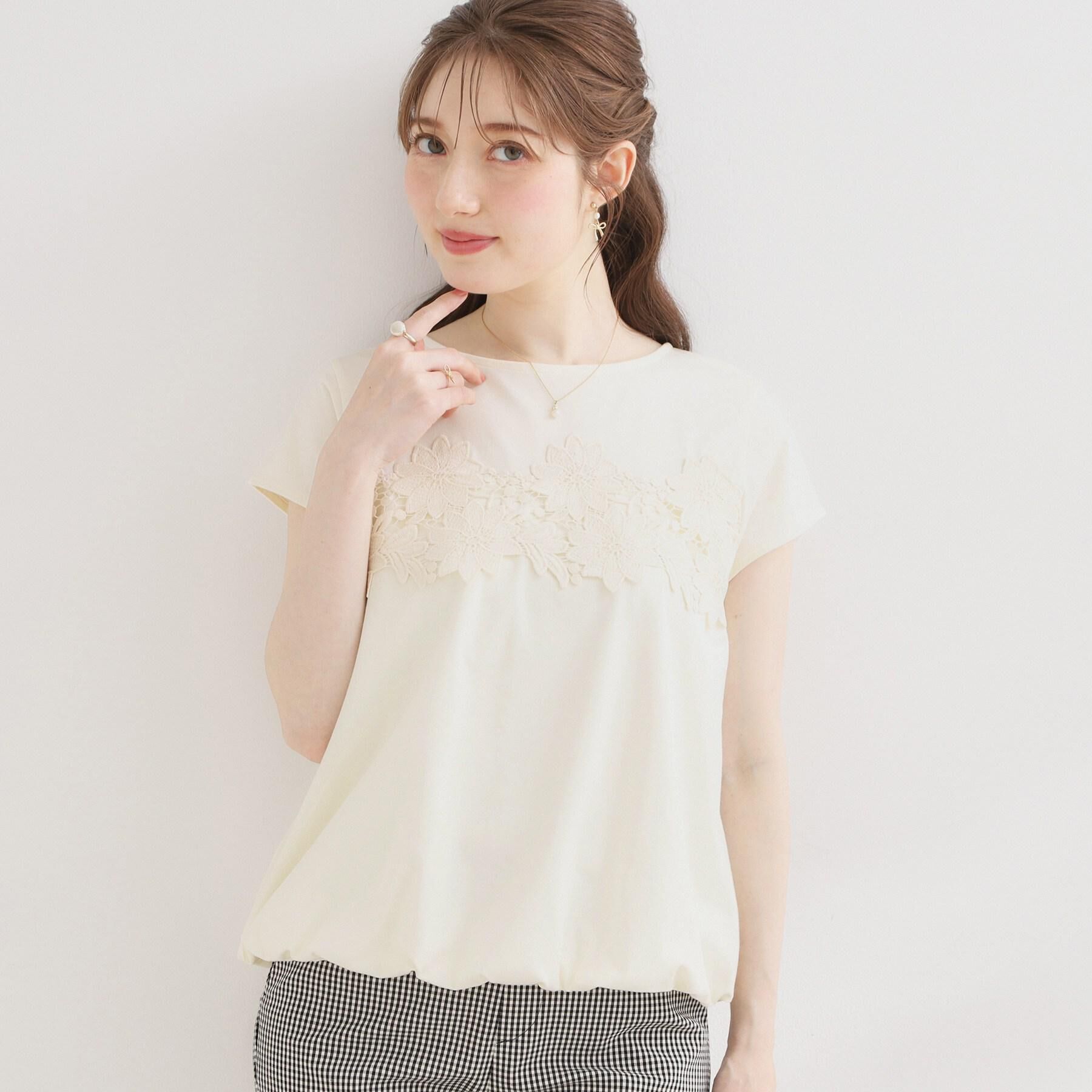 Couture broach「【UVカット・接触冷感・洗える】レース バルーントップス」|Tシャツ・カットソー|