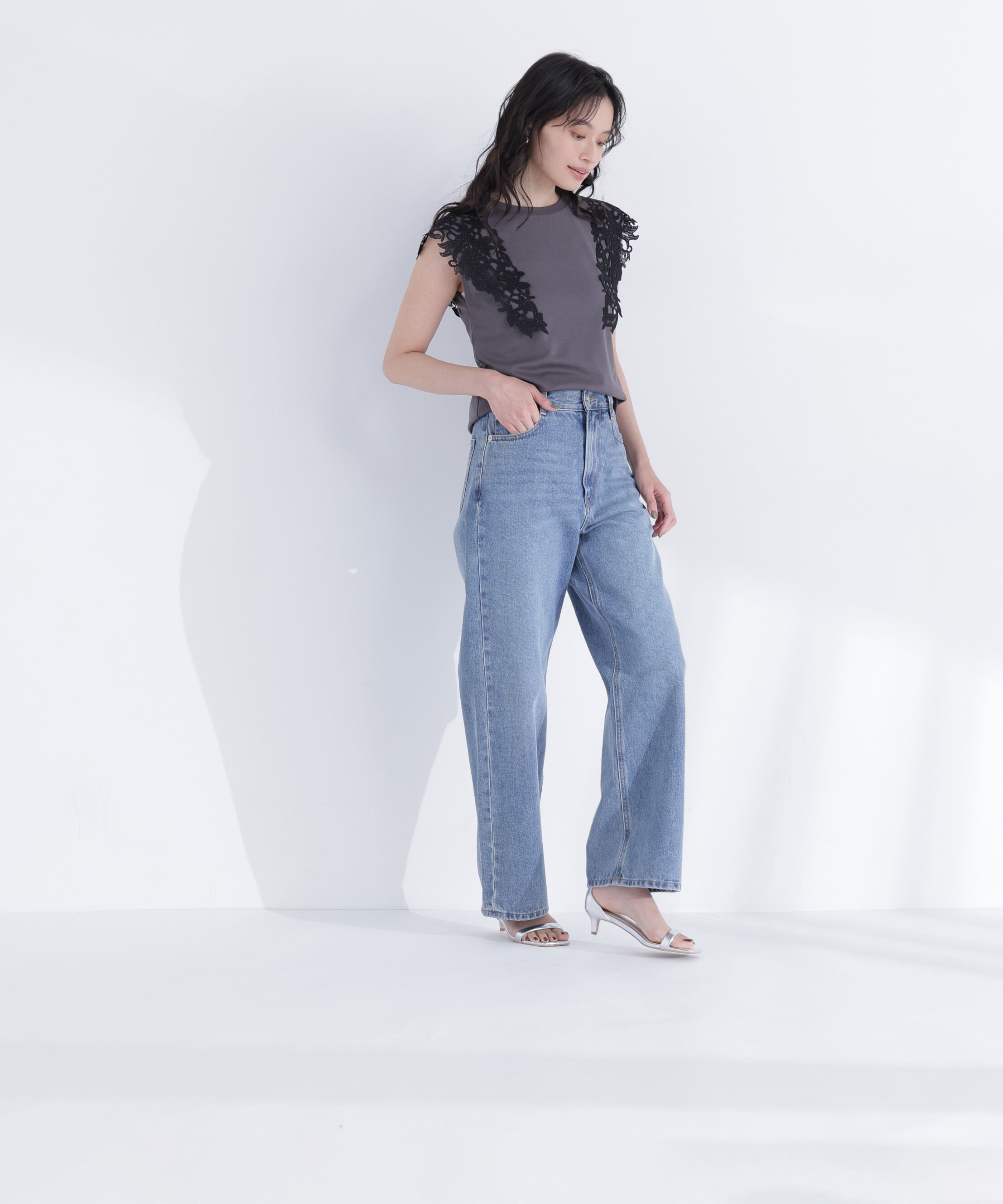  「レースフレンチスリーブカットソー」|Tシャツ・カットソー|