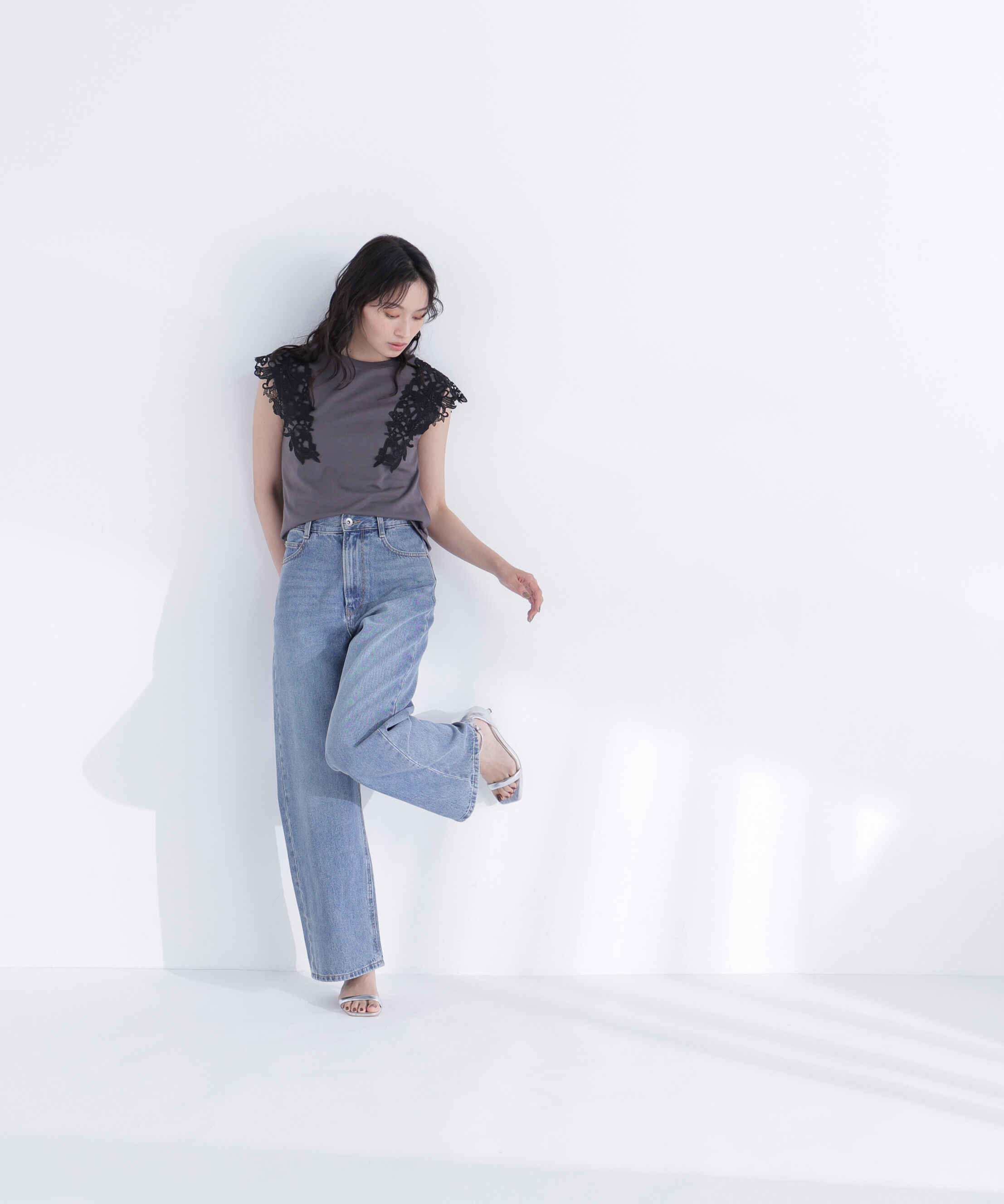  「レースフレンチスリーブカットソー」|Tシャツ・カットソー|