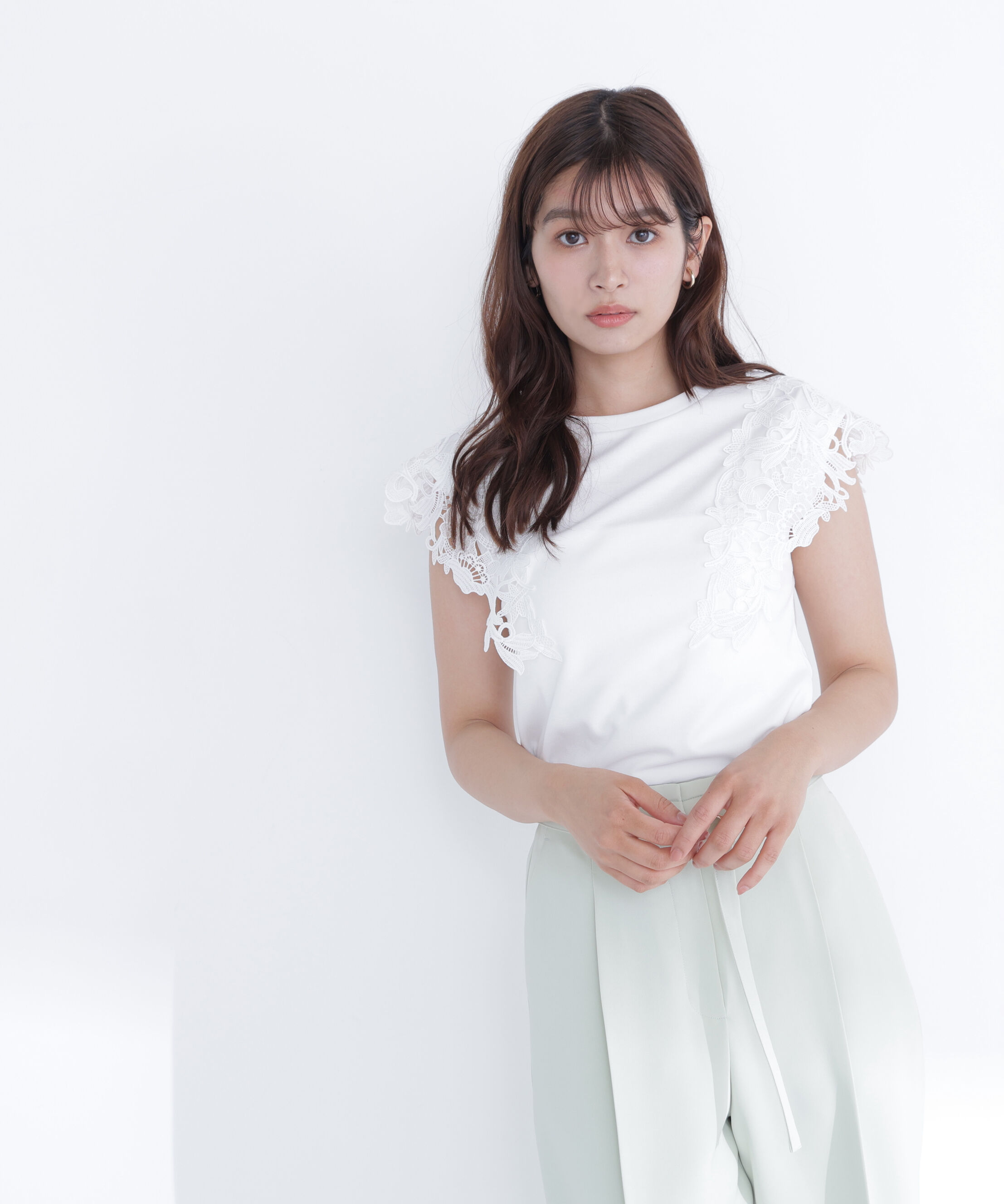  「レースフレンチスリーブカットソー」|Tシャツ・カットソー|