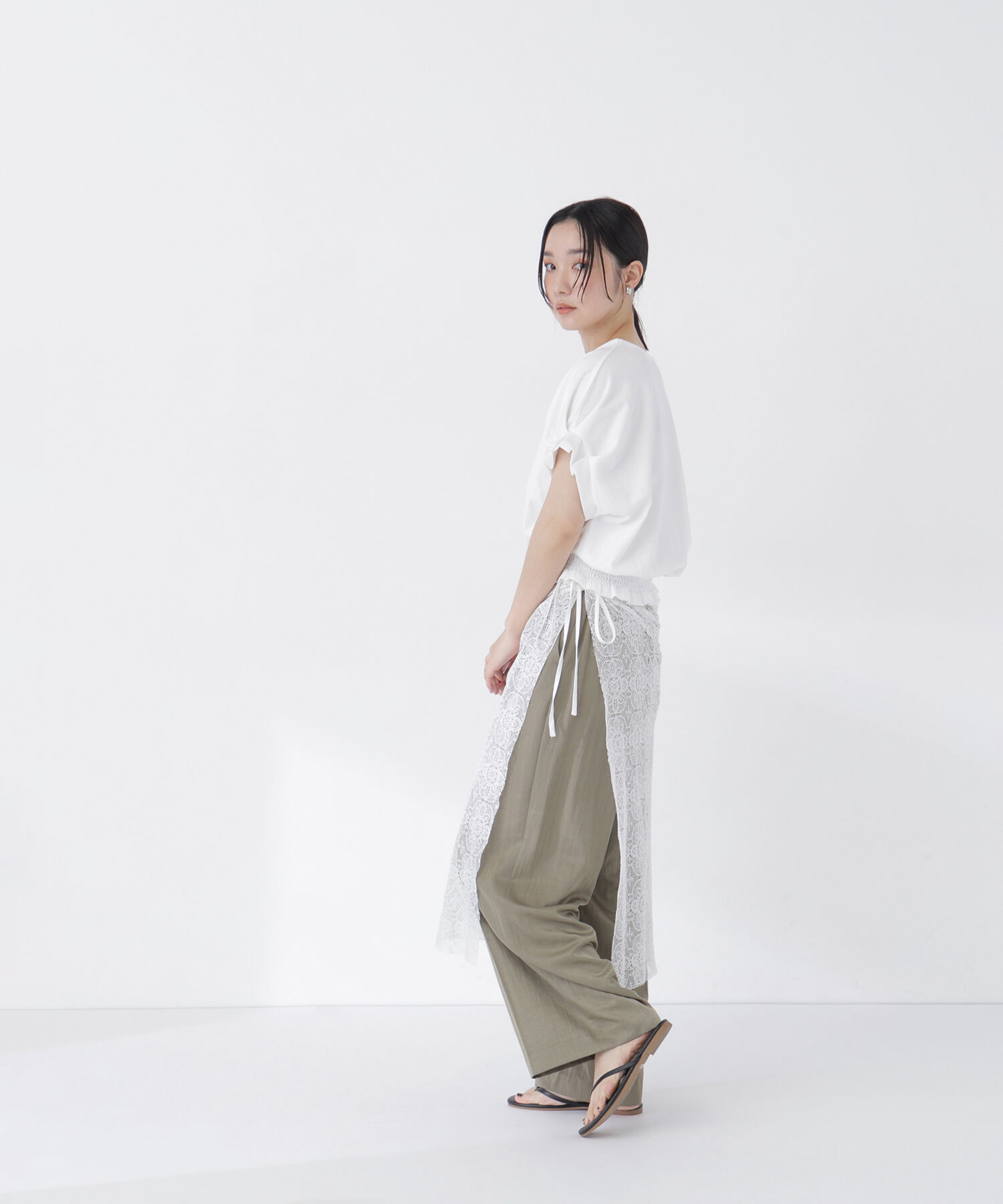  「裾シャーリング半袖カットソー」|Tシャツ・カットソー|