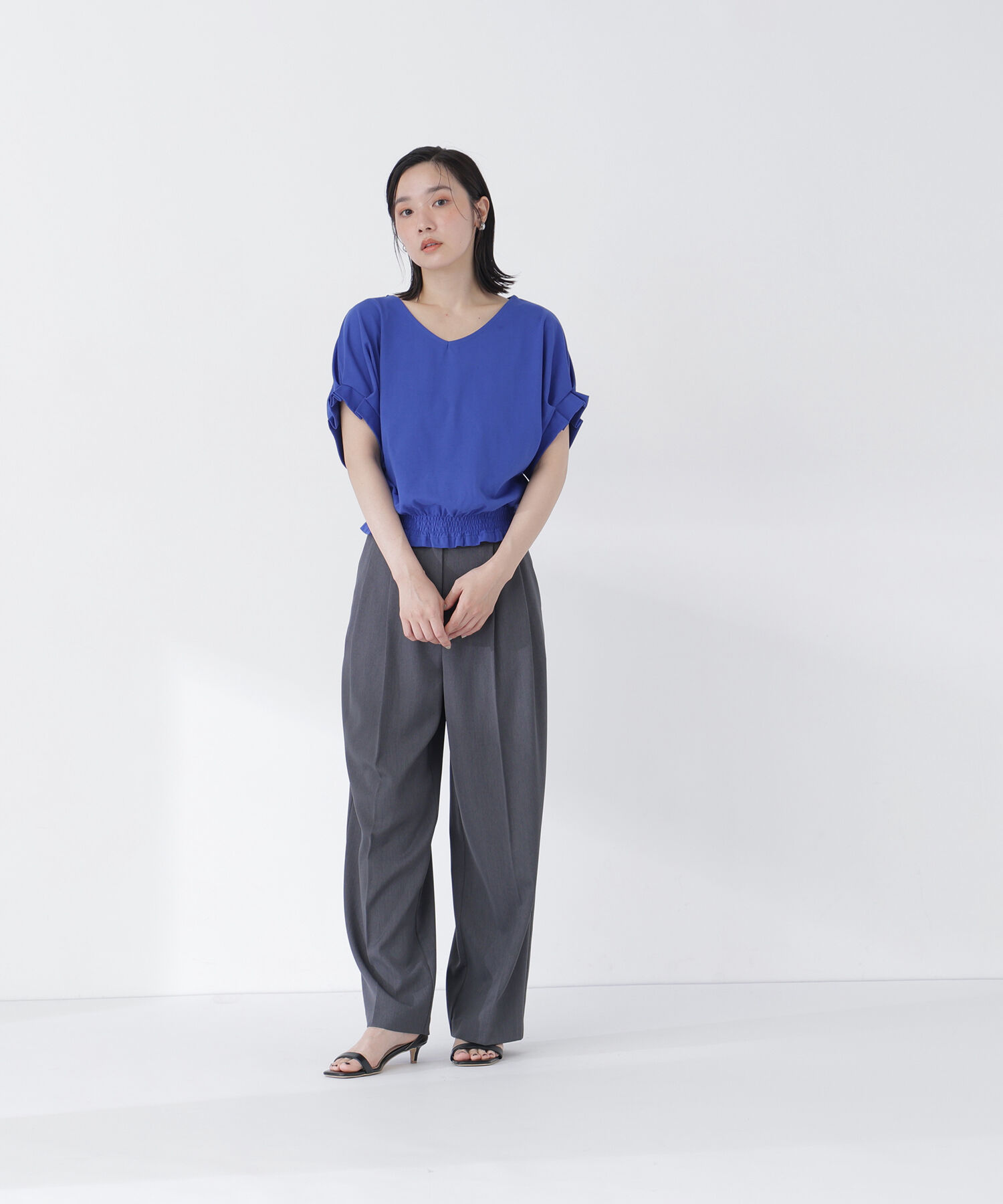  「裾シャーリング半袖カットソー」|Tシャツ・カットソー|