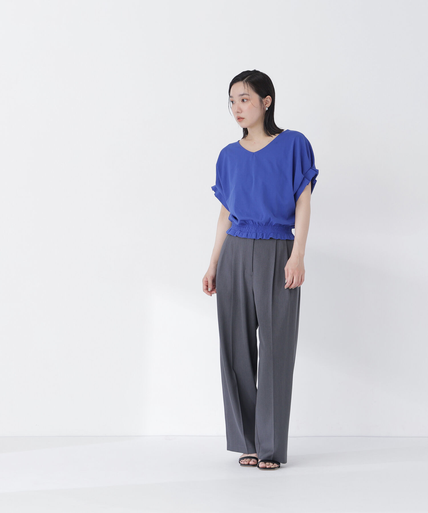  「裾シャーリング半袖カットソー」|Tシャツ・カットソー|