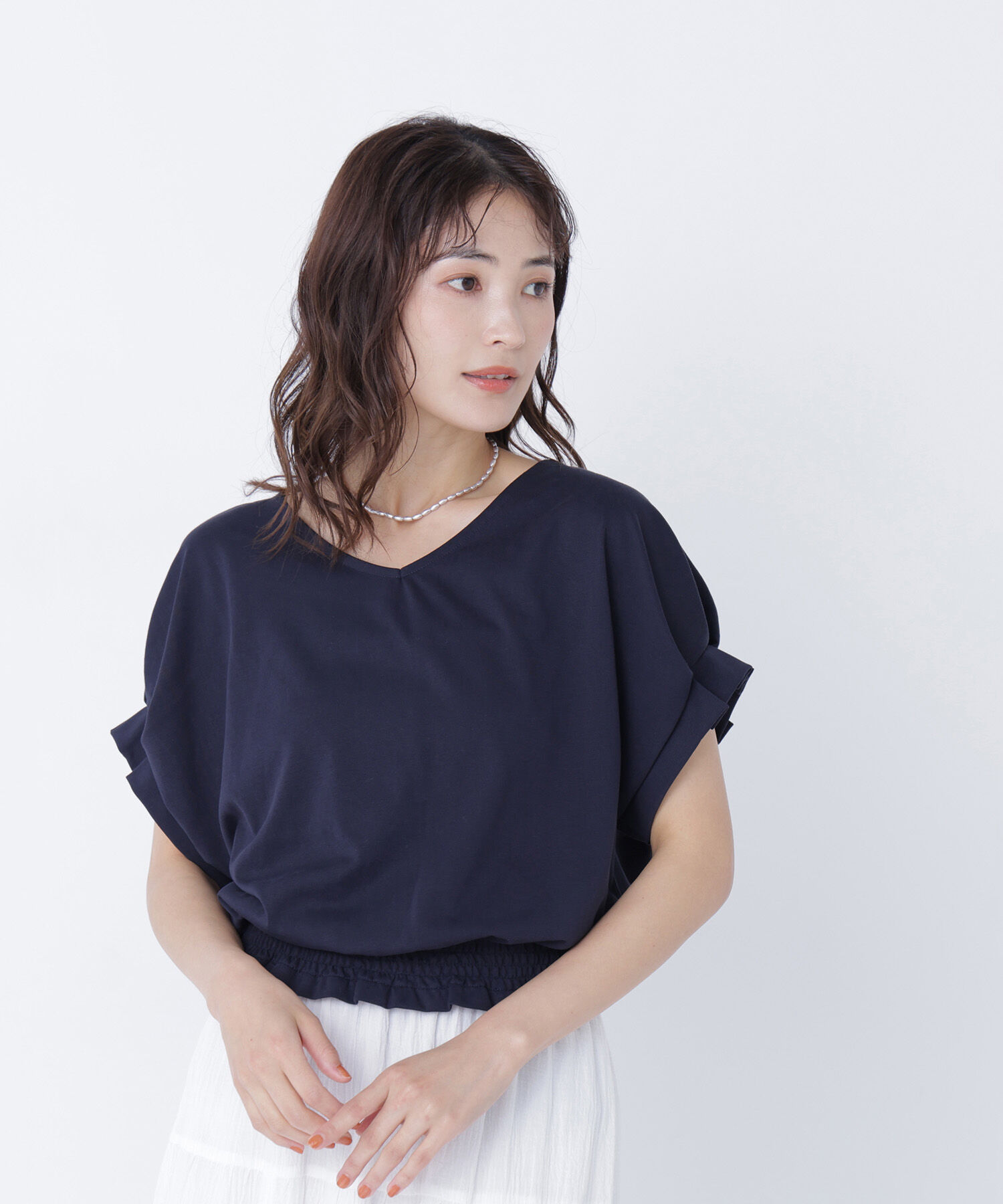  「裾シャーリング半袖カットソー」|Tシャツ・カットソー|