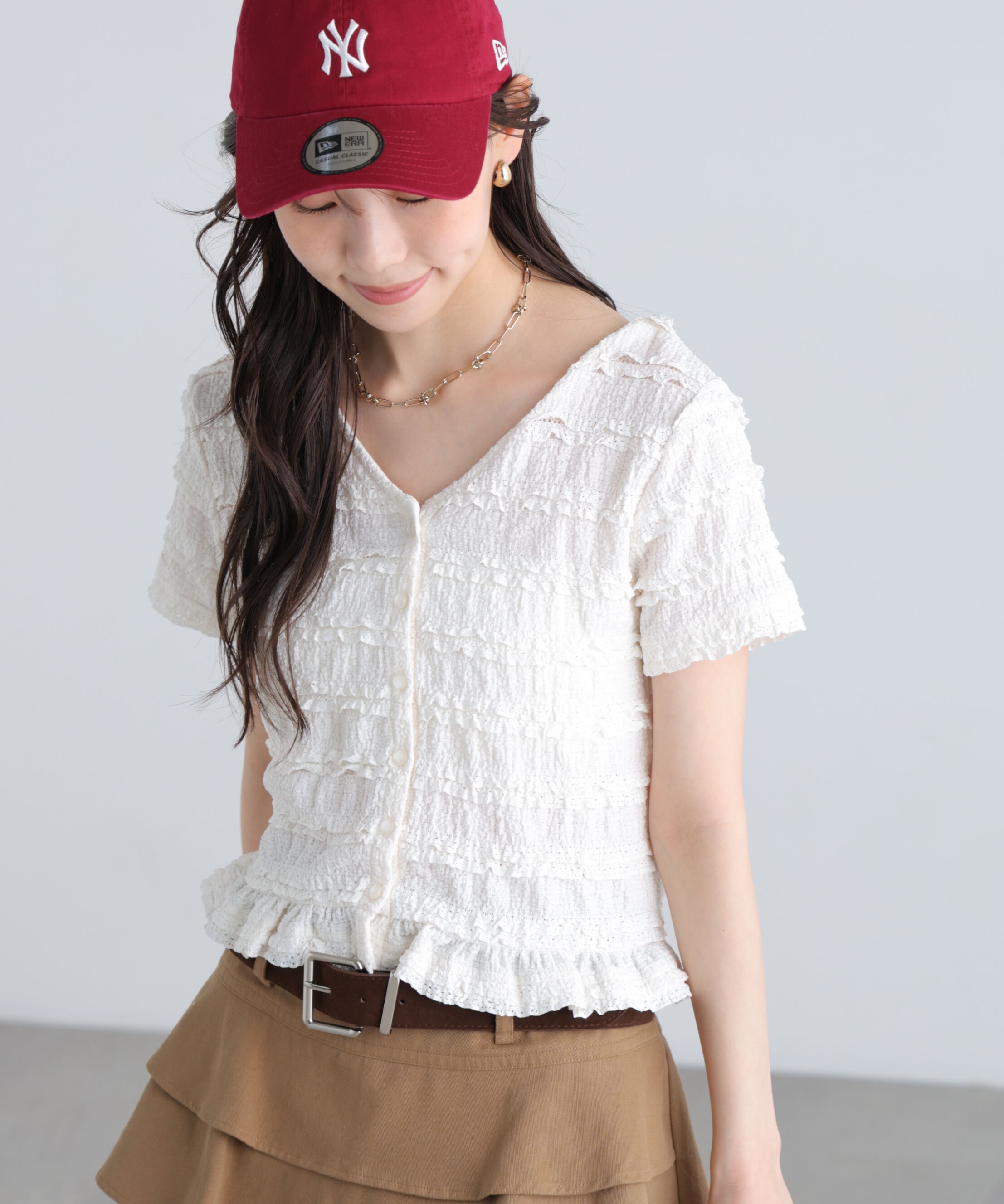  「前後2wayティアードフリル半袖カットソー」|Tシャツ・カットソー|オフ