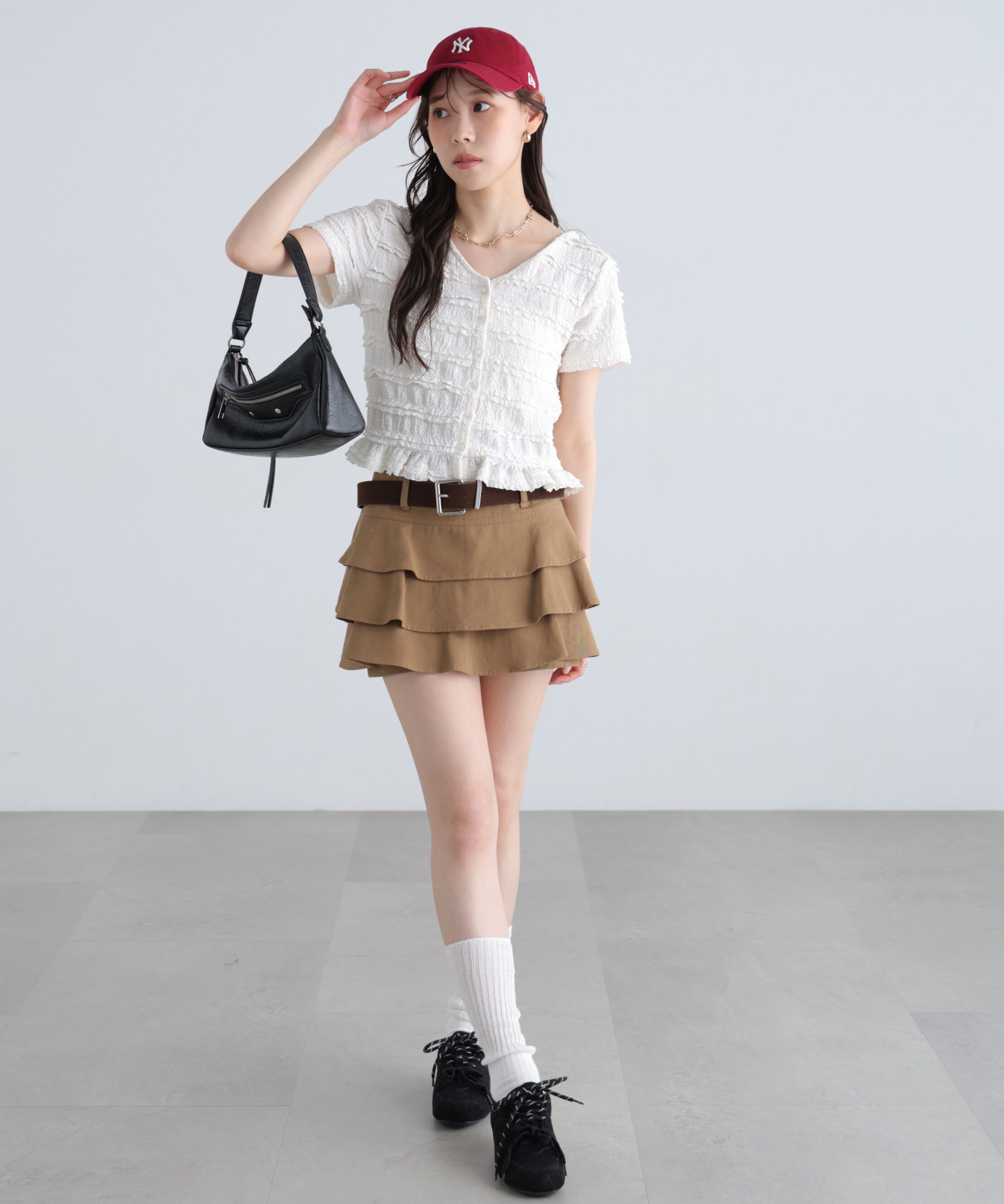  「前後2wayティアードフリル半袖カットソー」|Tシャツ・カットソー|