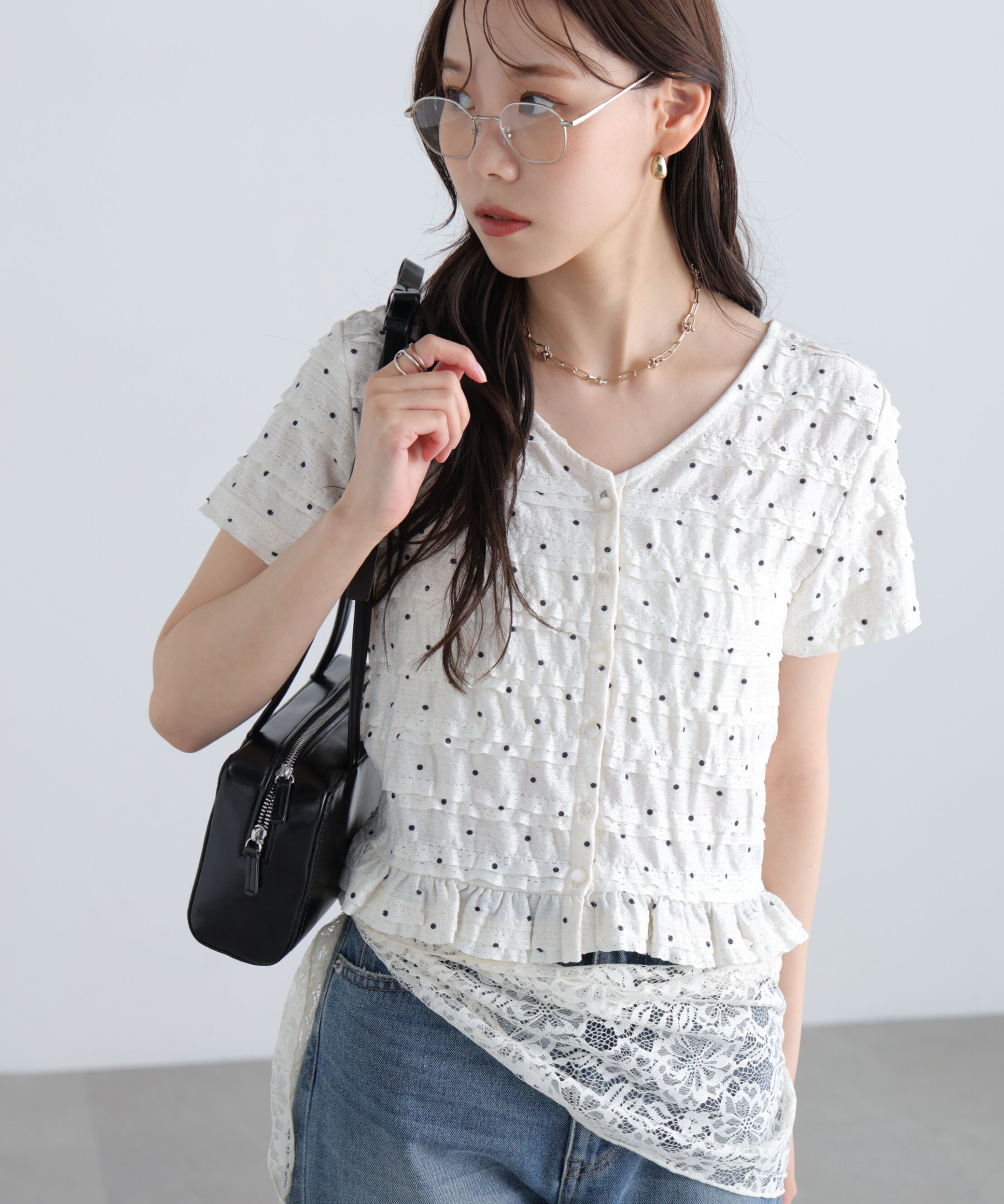  「前後2wayティアードフリル半袖カットソー」|Tシャツ・カットソー|