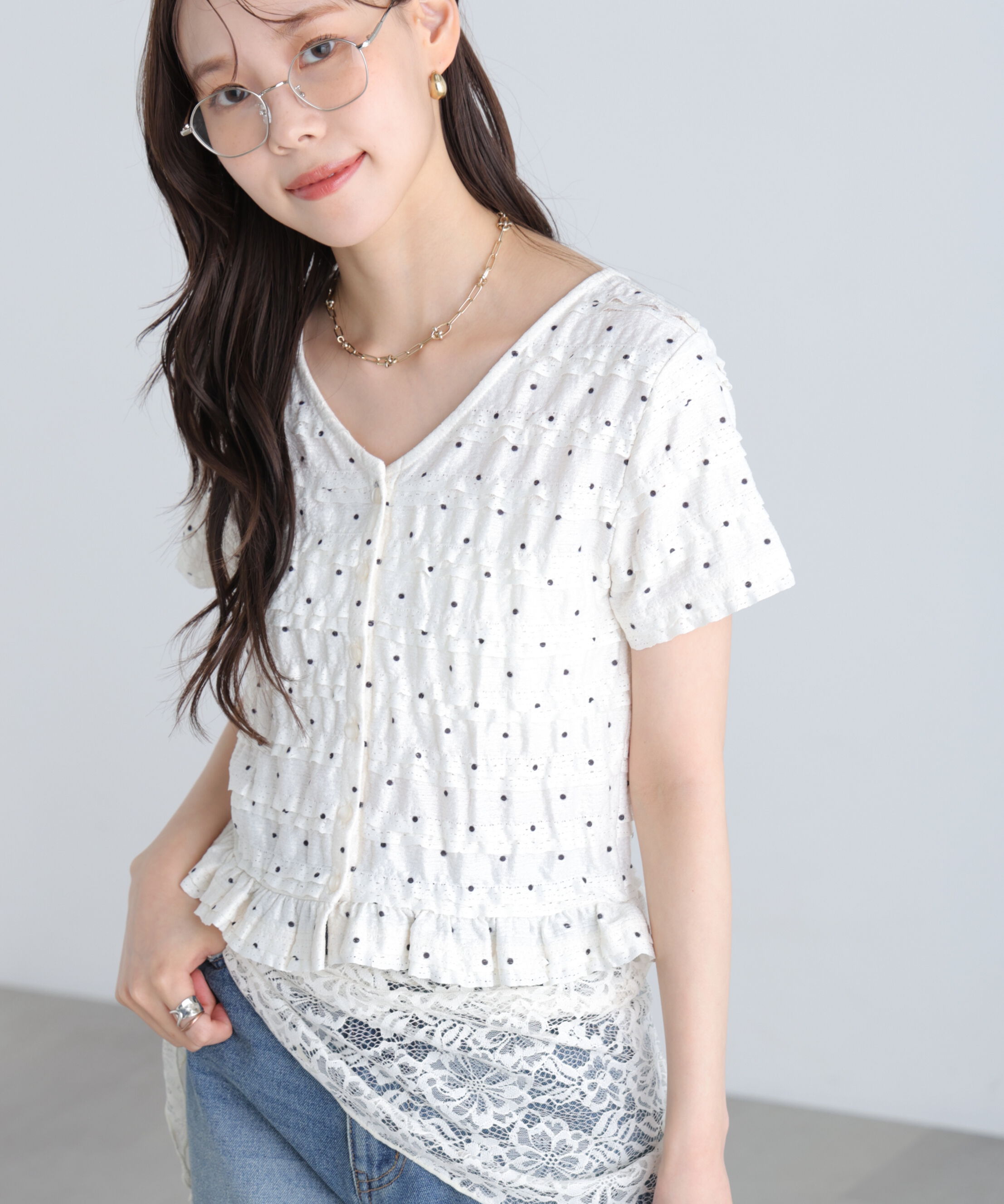  「前後2wayティアードフリル半袖カットソー」|Tシャツ・カットソー|