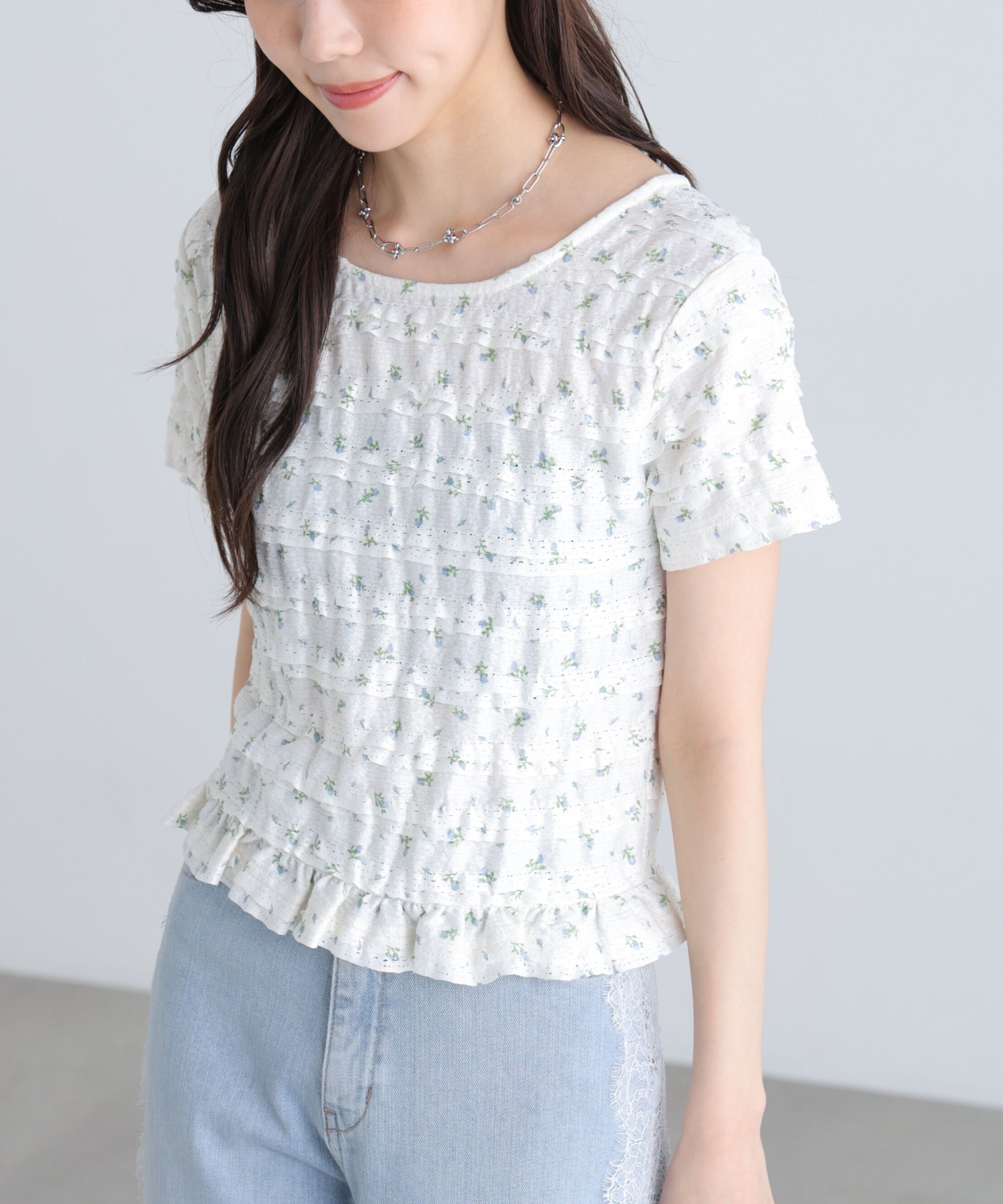  「前後2wayティアードフリル半袖カットソー」|Tシャツ・カットソー|