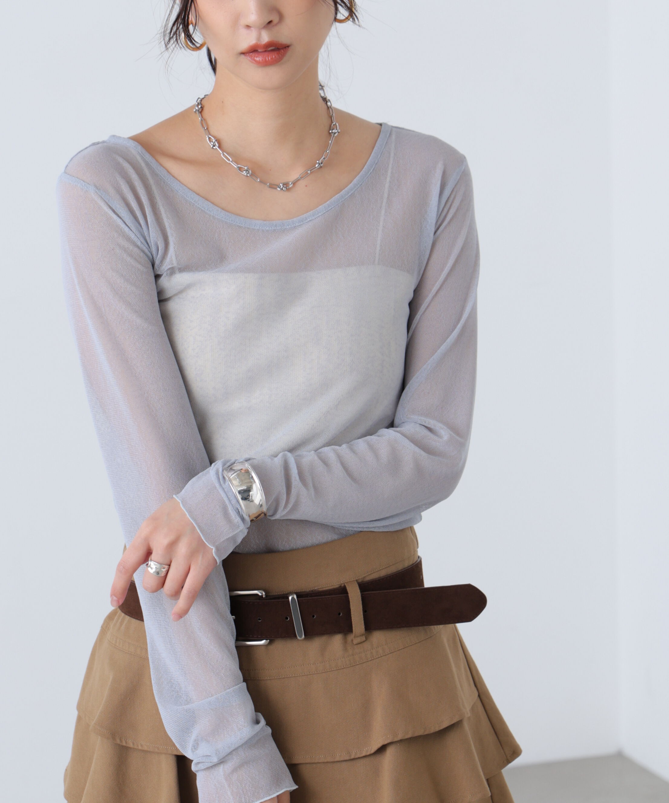  「フロッキードットチュールシアーカットソー」|Tシャツ・カットソー|