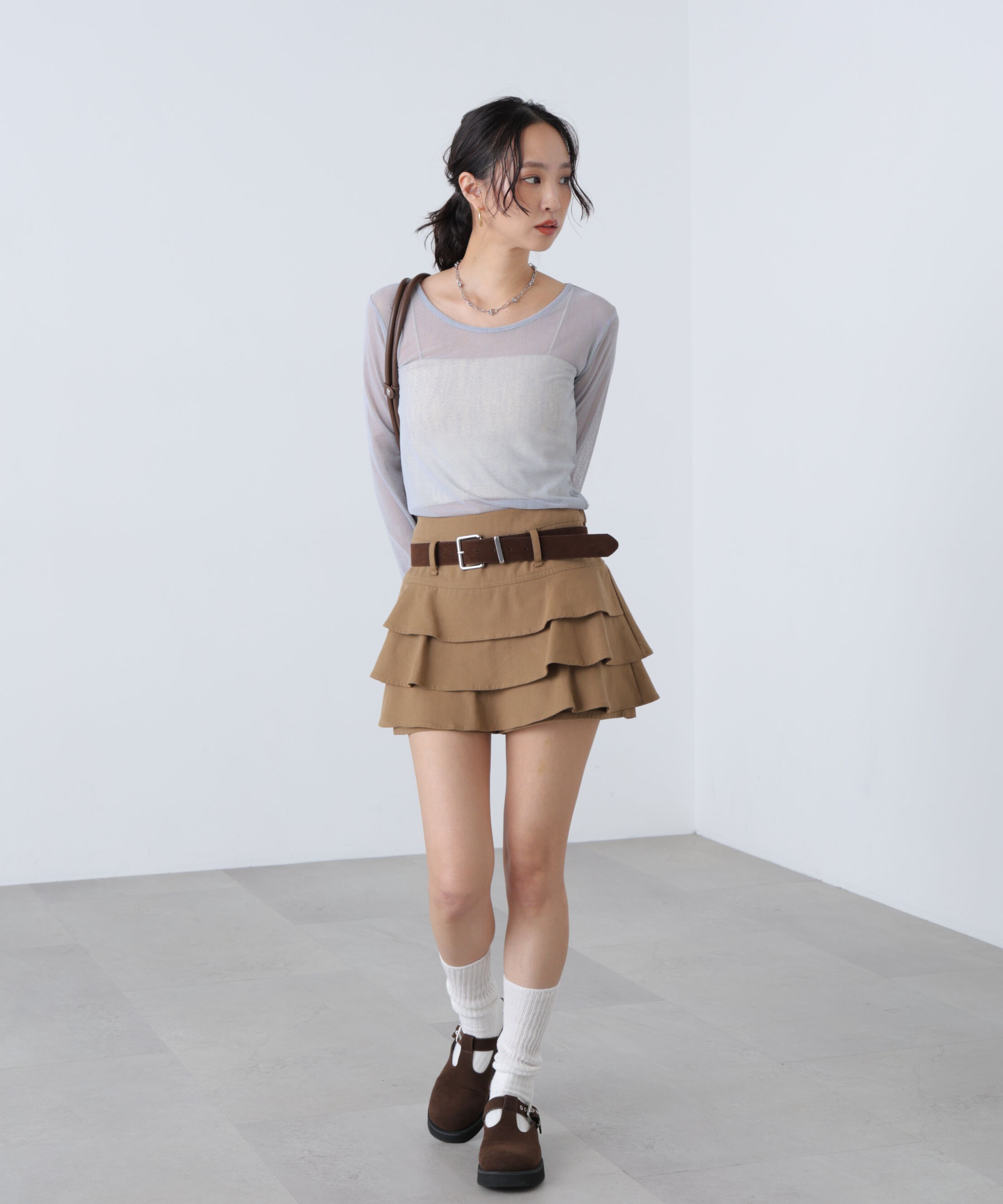  「フロッキードットチュールシアーカットソー」|Tシャツ・カットソー|