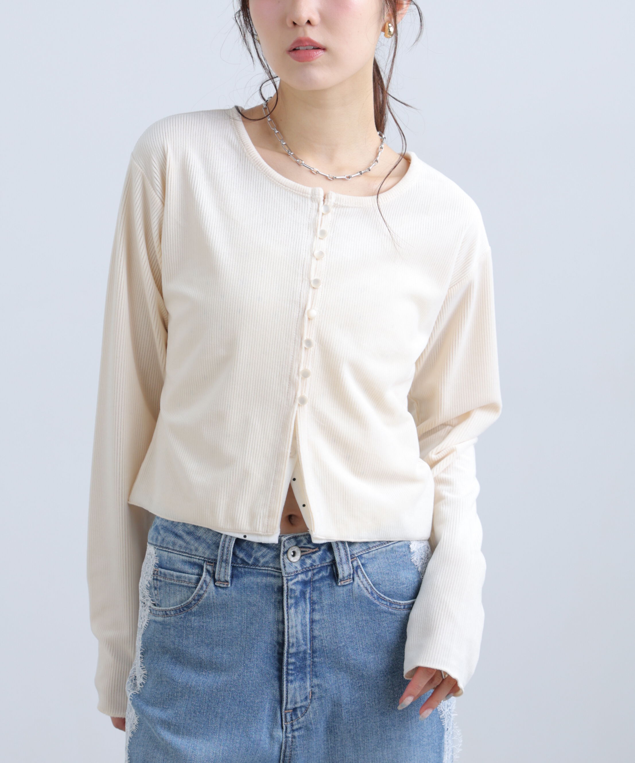  「ベロアリブカーディガン」|Tシャツ・カットソー|