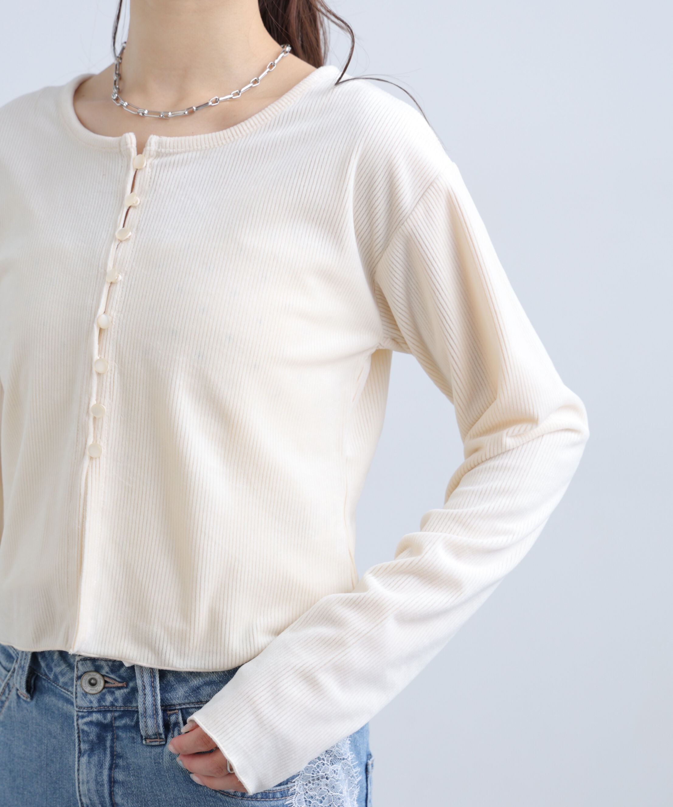  「ベロアリブカーディガン」|Tシャツ・カットソー|