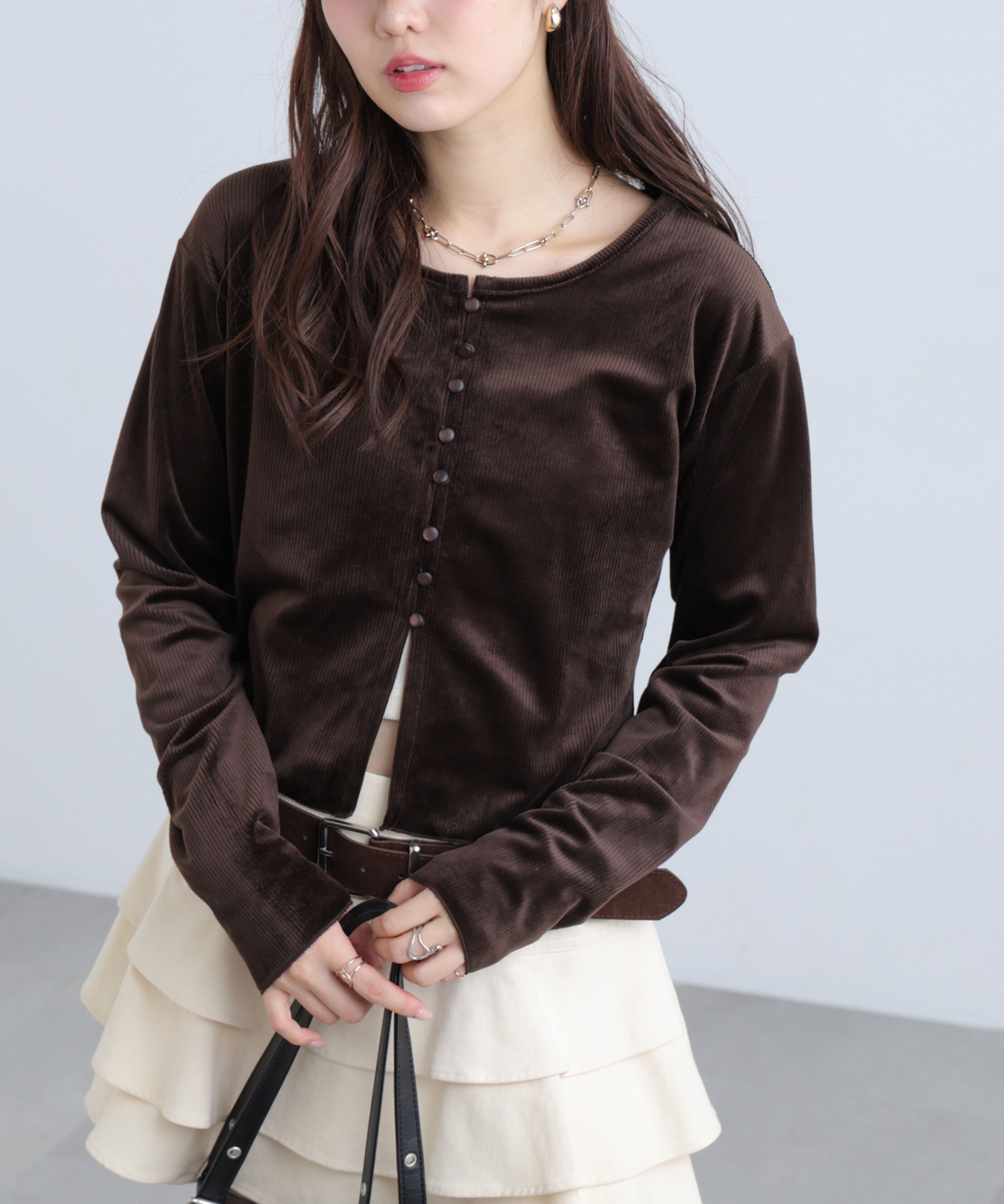  「ベロアリブカーディガン」|Tシャツ・カットソー|