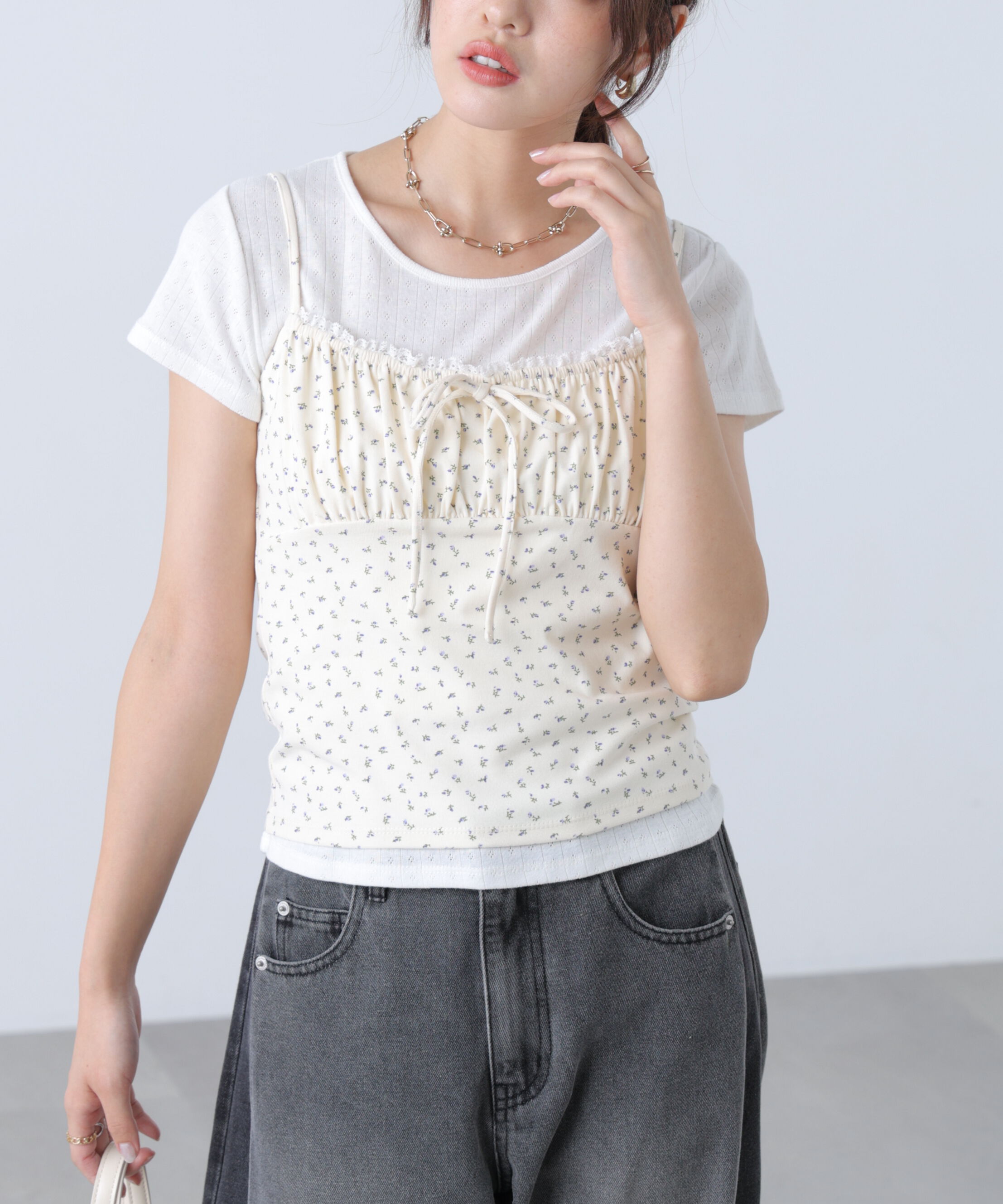  「針抜きテレコTシャツ&times;アソートキャミセット」|Tシャツ・カットソー|