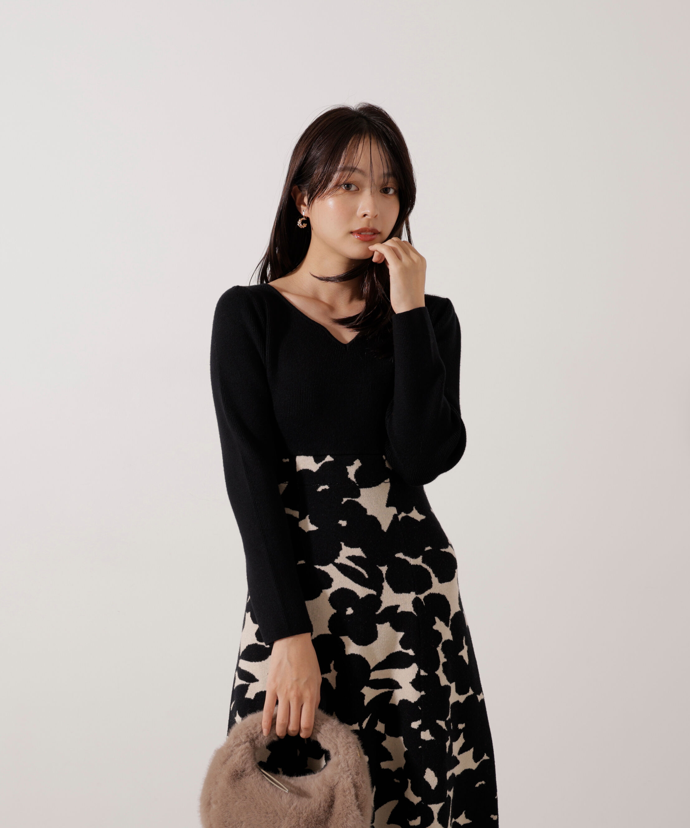 PROPORTION BODY DRESSING「＜加藤栞さん着用＞ジャガードフラワーニットワンピース」|ワンピース|