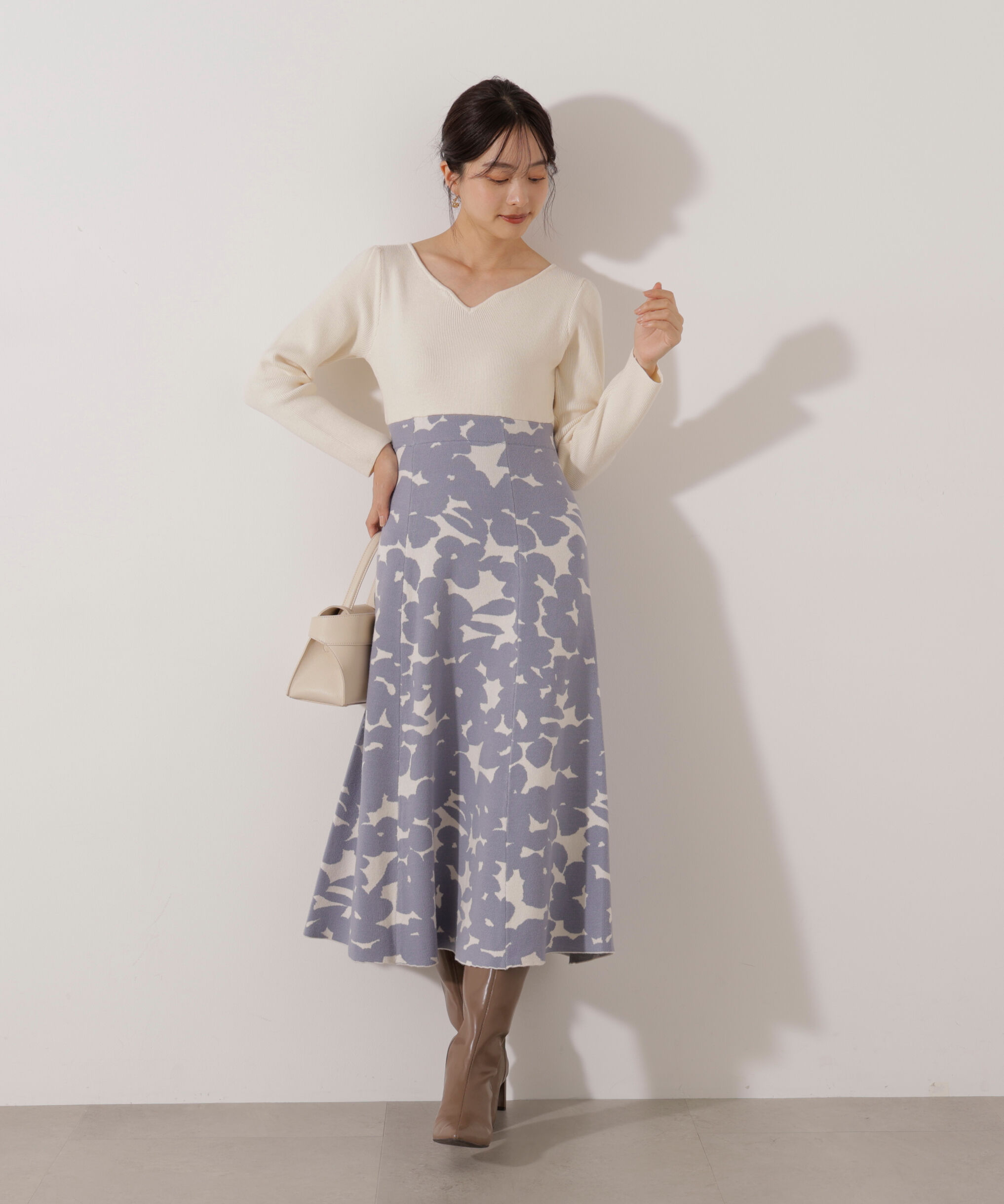 PROPORTION BODY DRESSING「＜加藤栞さん着用＞ジャガードフラワーニットワンピース」|ワンピース|