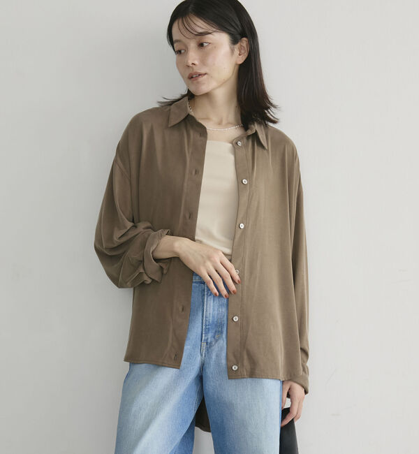Doux archives「フィブリルジャージ２ＷＡＹシャツ」|シャツ・ブラウス|BROWN