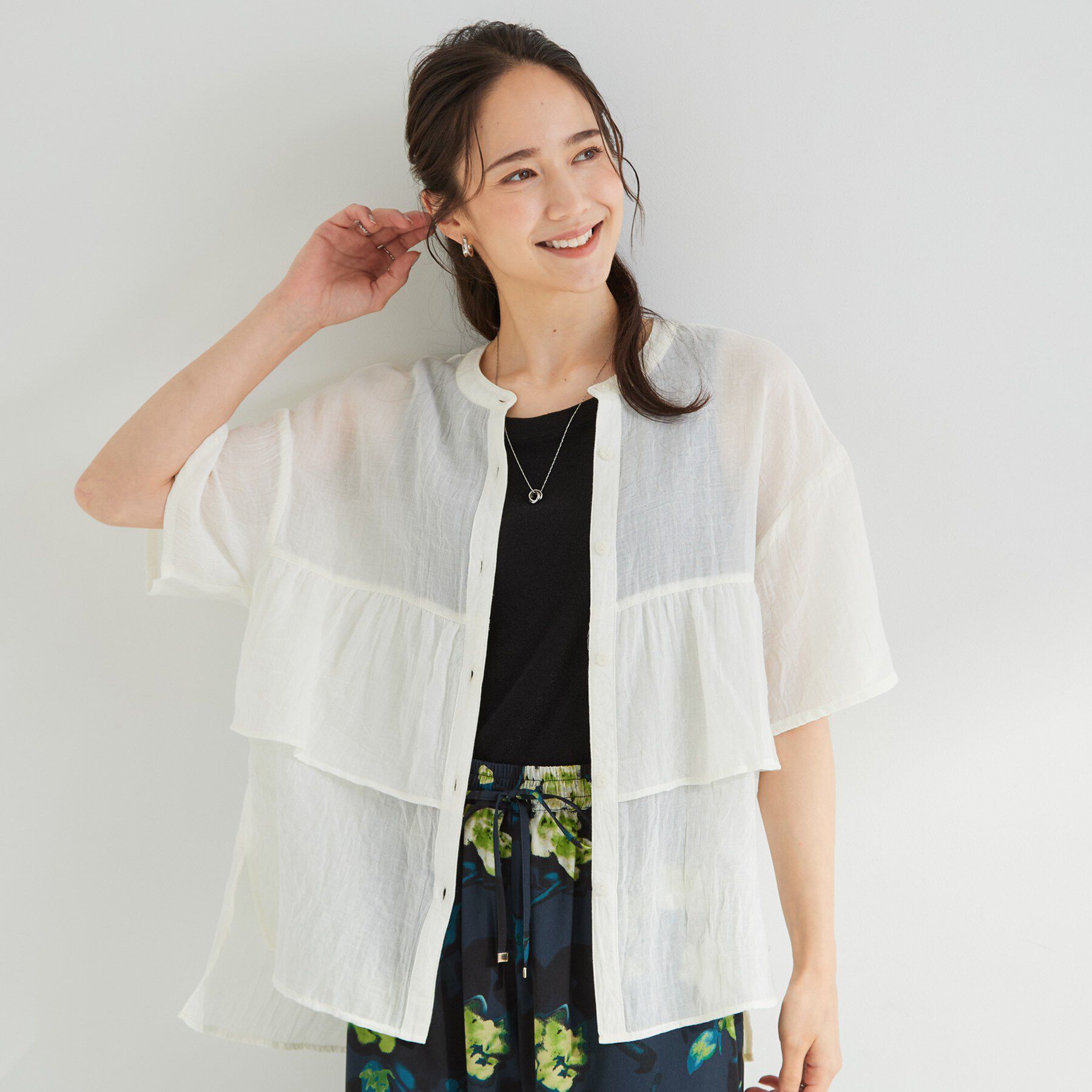 SHOO･LA･RUE「フロントフリル シアーワッシャーブラウス」|シャツ・ブラウス|
